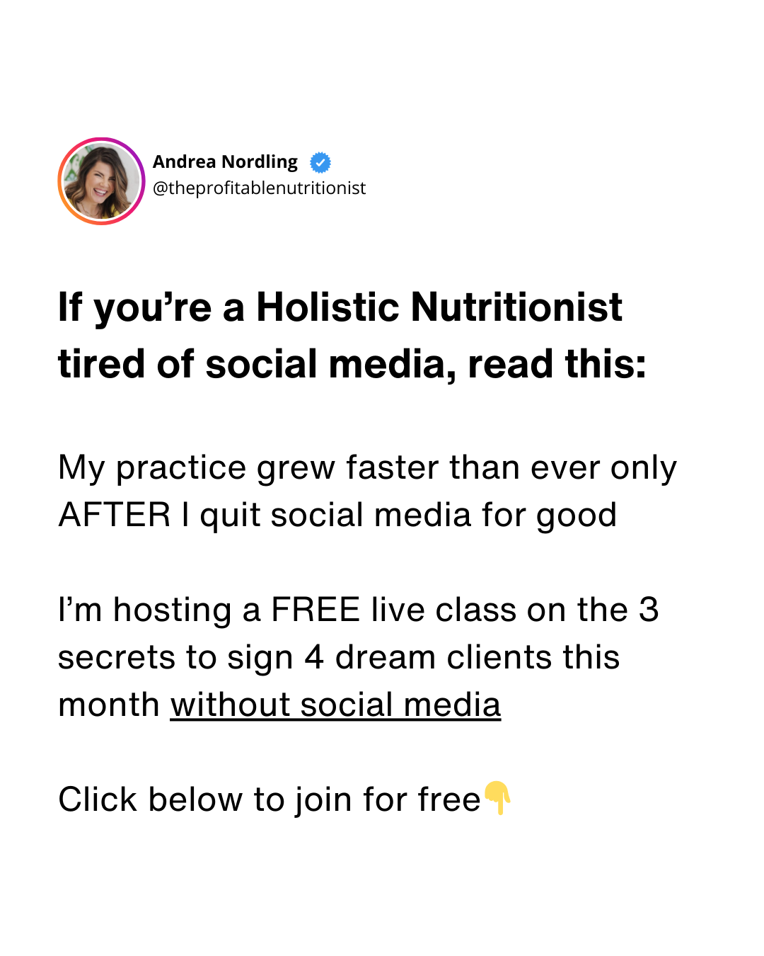 The Profitable Nutritionist Facebook ad