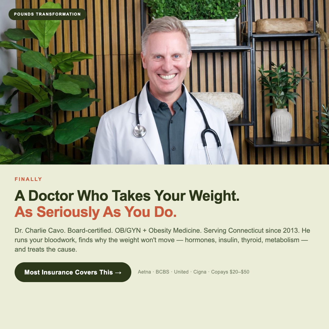 Pounds, Medical Weight Loss Transformation Facebook ad: Your Weight Deserves Real Answers