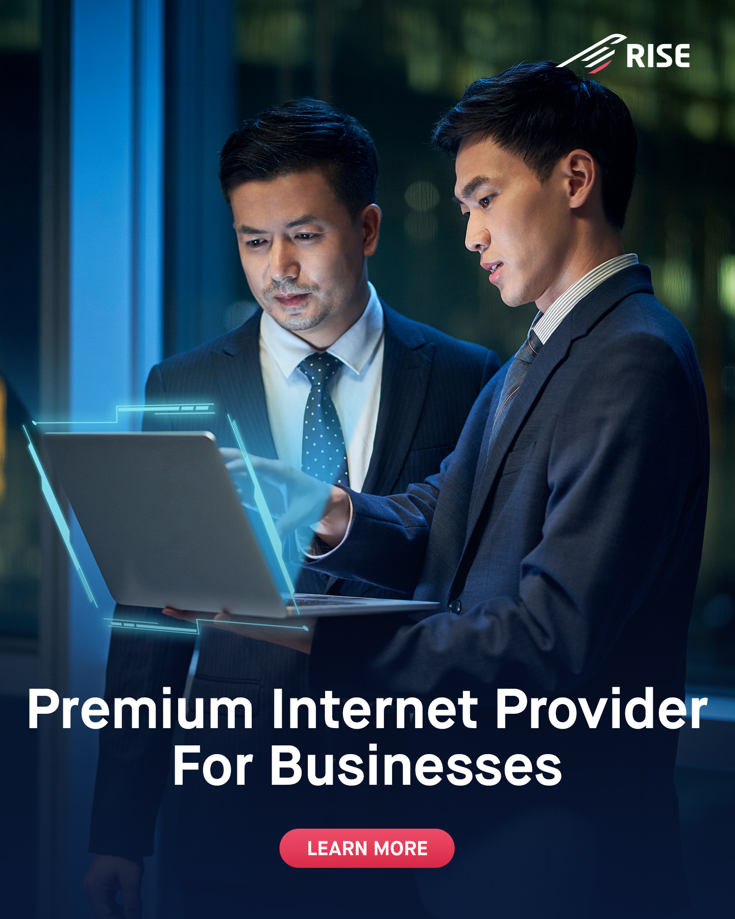 RISE Facebook ad: Rise Internet for Business ensures your operation runs…