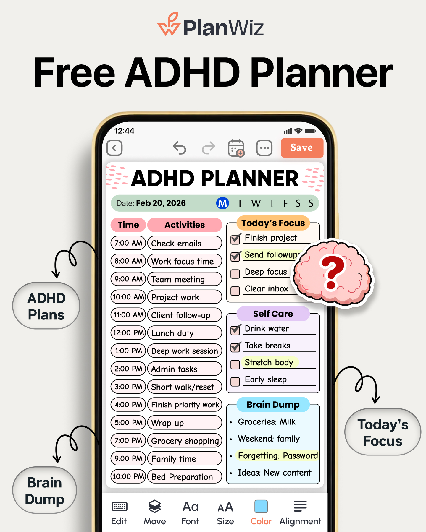 Planwiz Facebook ad: Free ADHD Planner