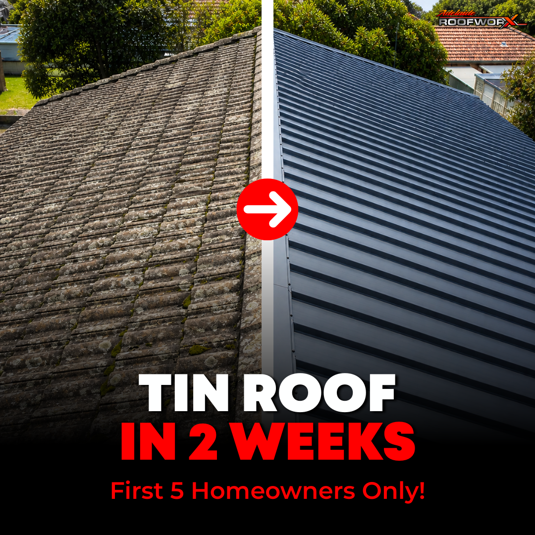 Adelaide RoofworX Facebook ad: New Tin Roof in 2 Weeks