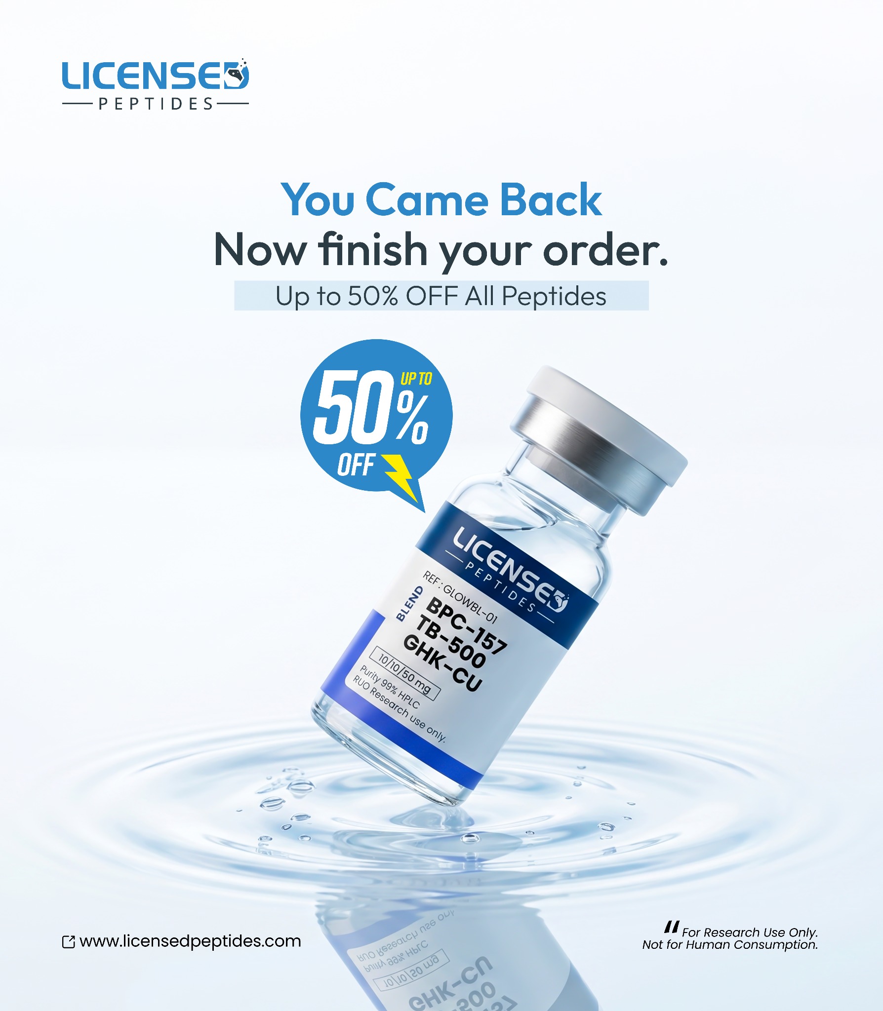 LicensedPeptides.com Facebook ad