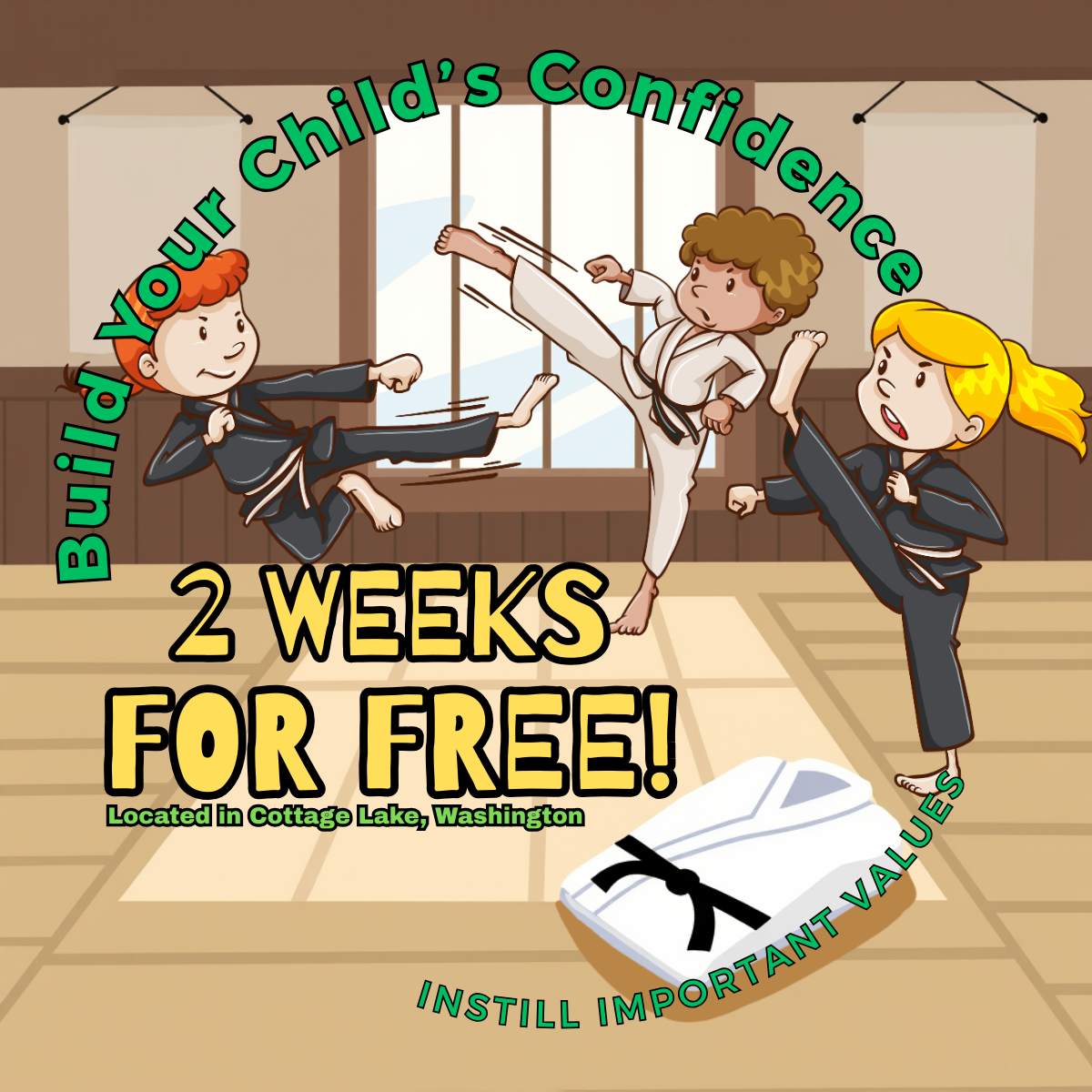 Elevate Martial Arts, Cottage Lake Facebook ad: 2 FREE WEEKS!