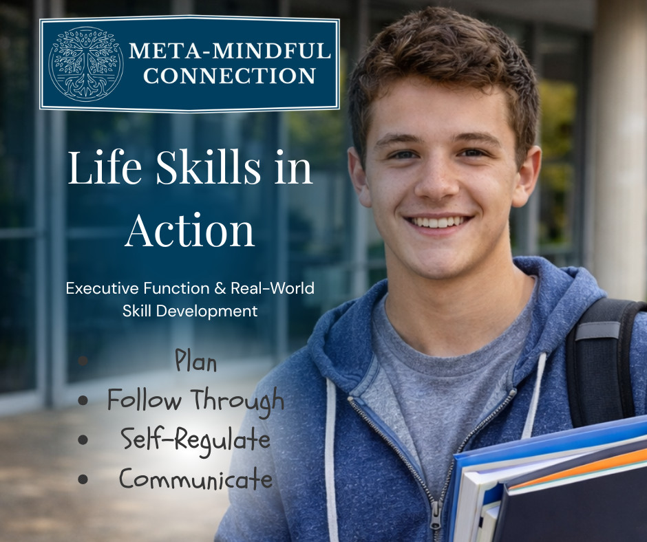 Meta-Mindful Connection Facebook ad: Build Focus, Follow-Through & Confidence
