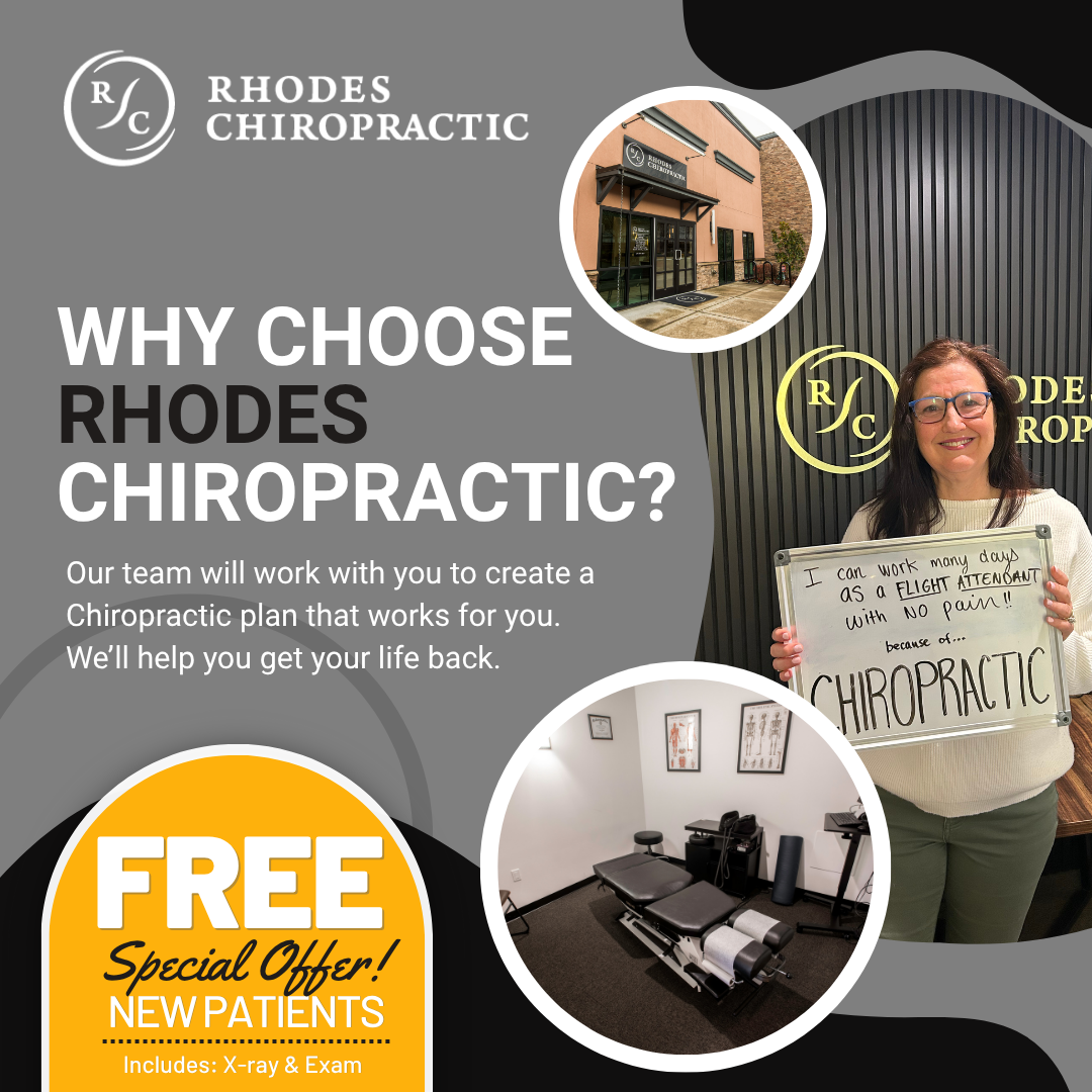 Rhodes Chiropractic Facebook ad from Oct 30, 2025