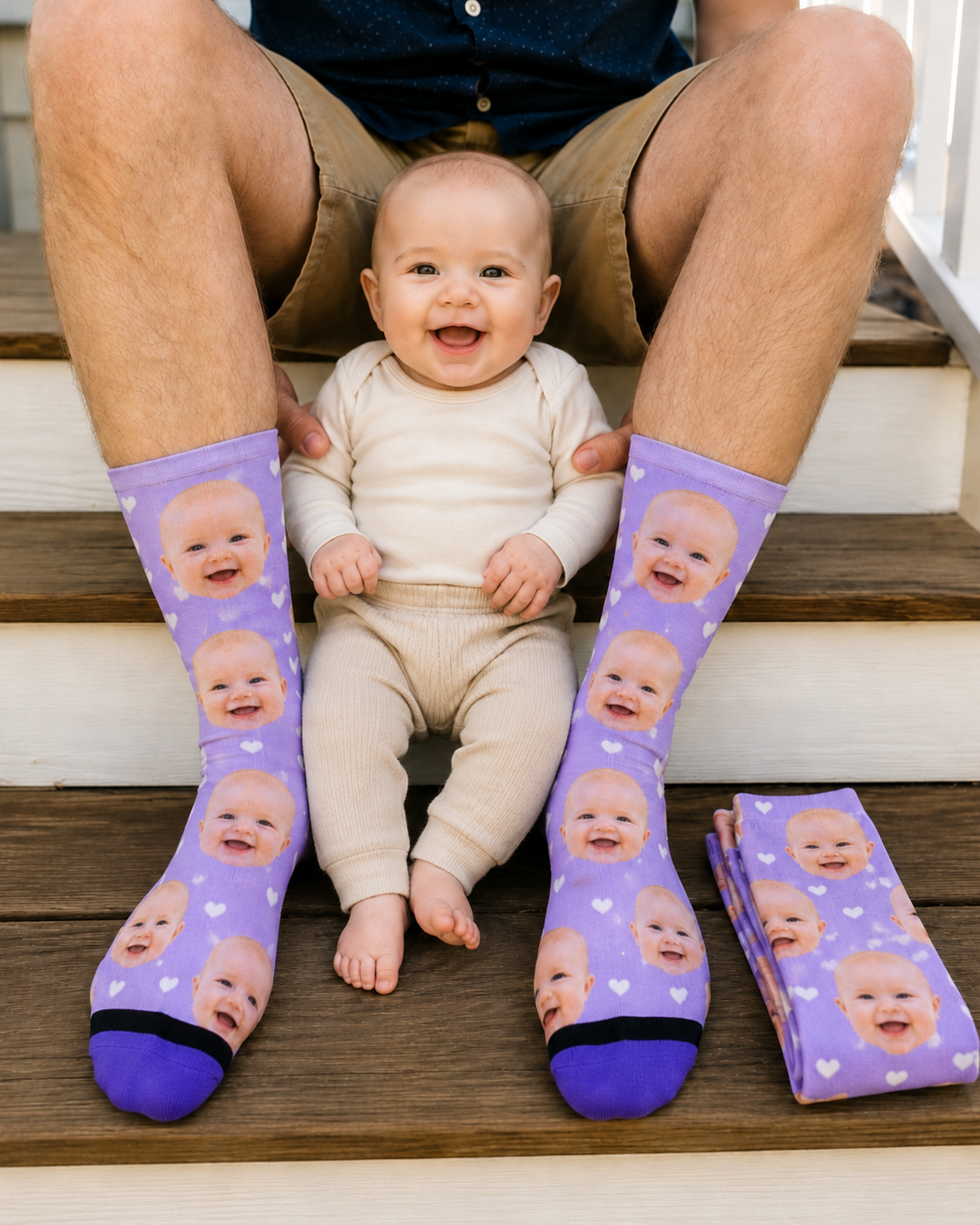 Sockchen.de Facebook ad: Personalisierte Socken, jedes Gesicht auf Socken!