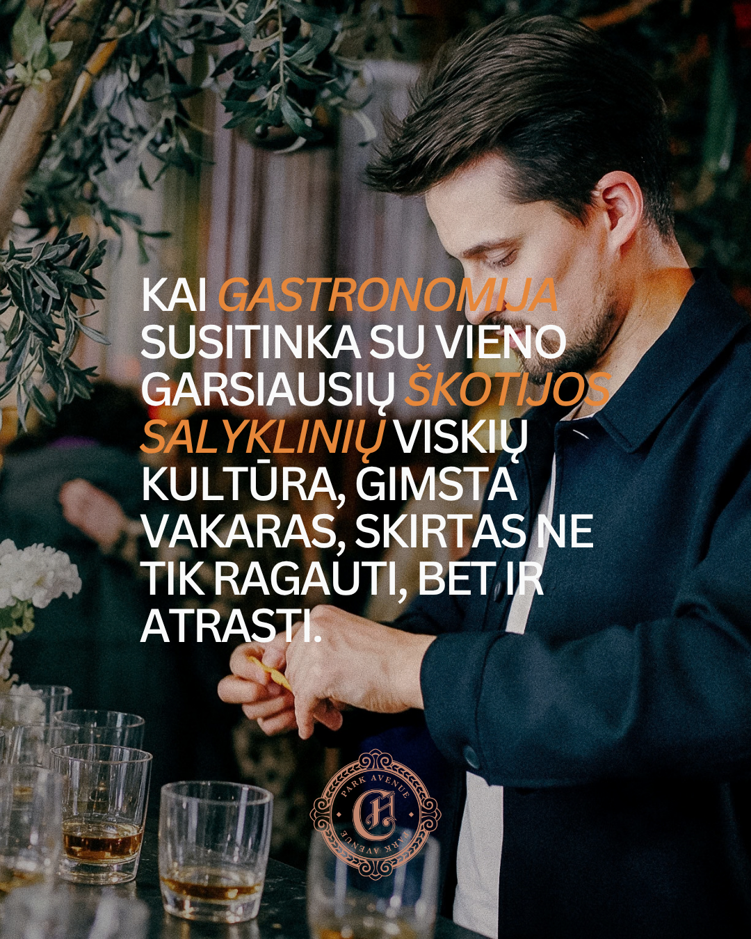 Park Avenue Facebook ad: PARK AVENUE × GLENFIDDICH | Degustacinė vakarienė