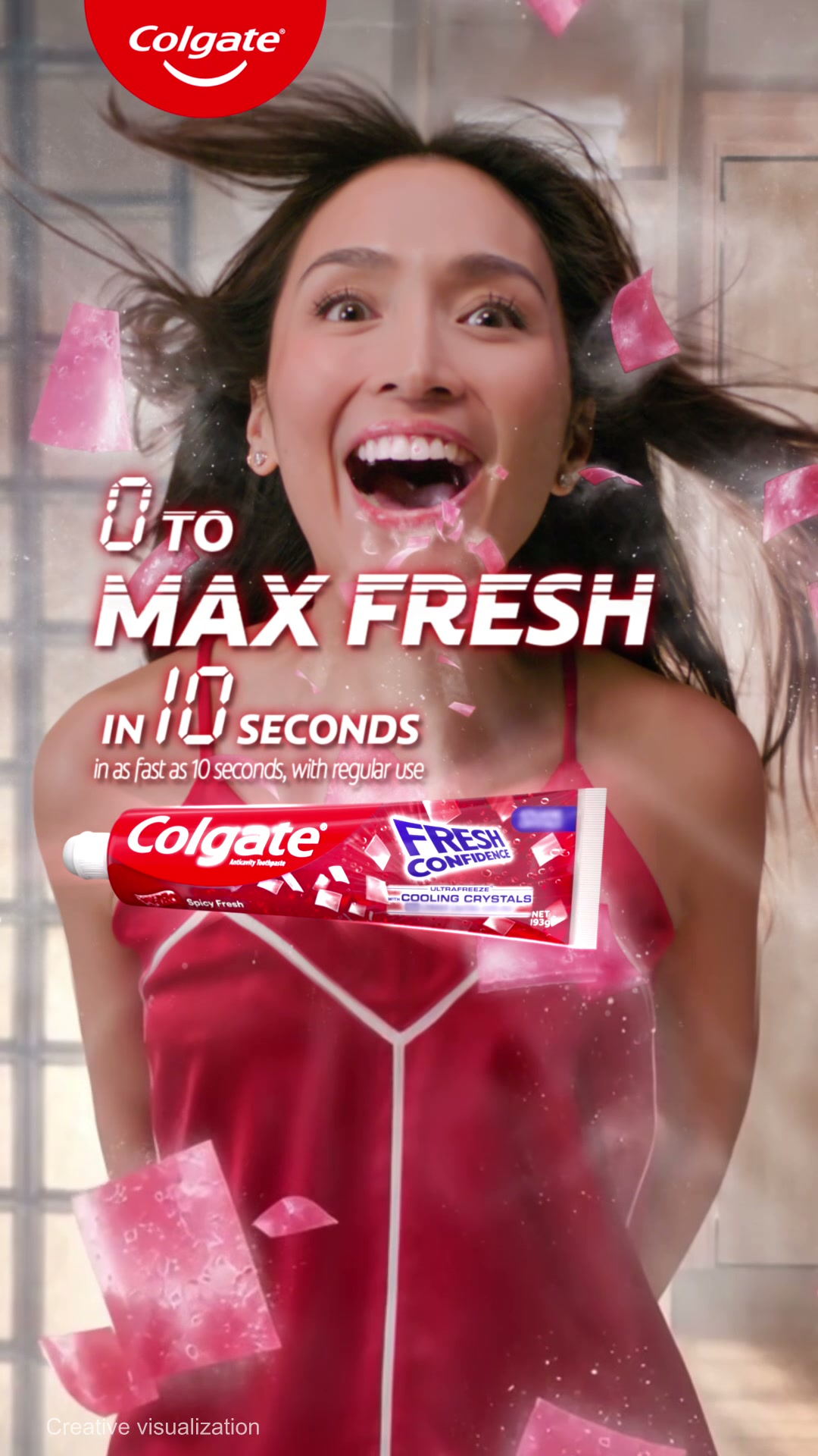 Colgate Facebook ad: Go from 0 to Max Fresh in 10 seconds! With regular use…