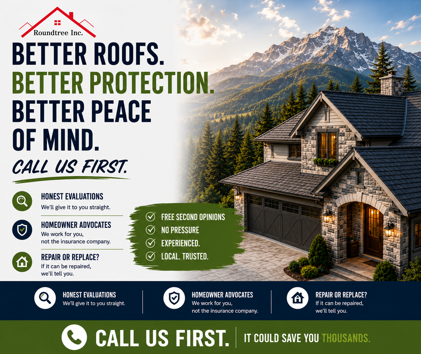 Roundtree, Inc. Facebook ad: $1,000 OFF Roof Replacement