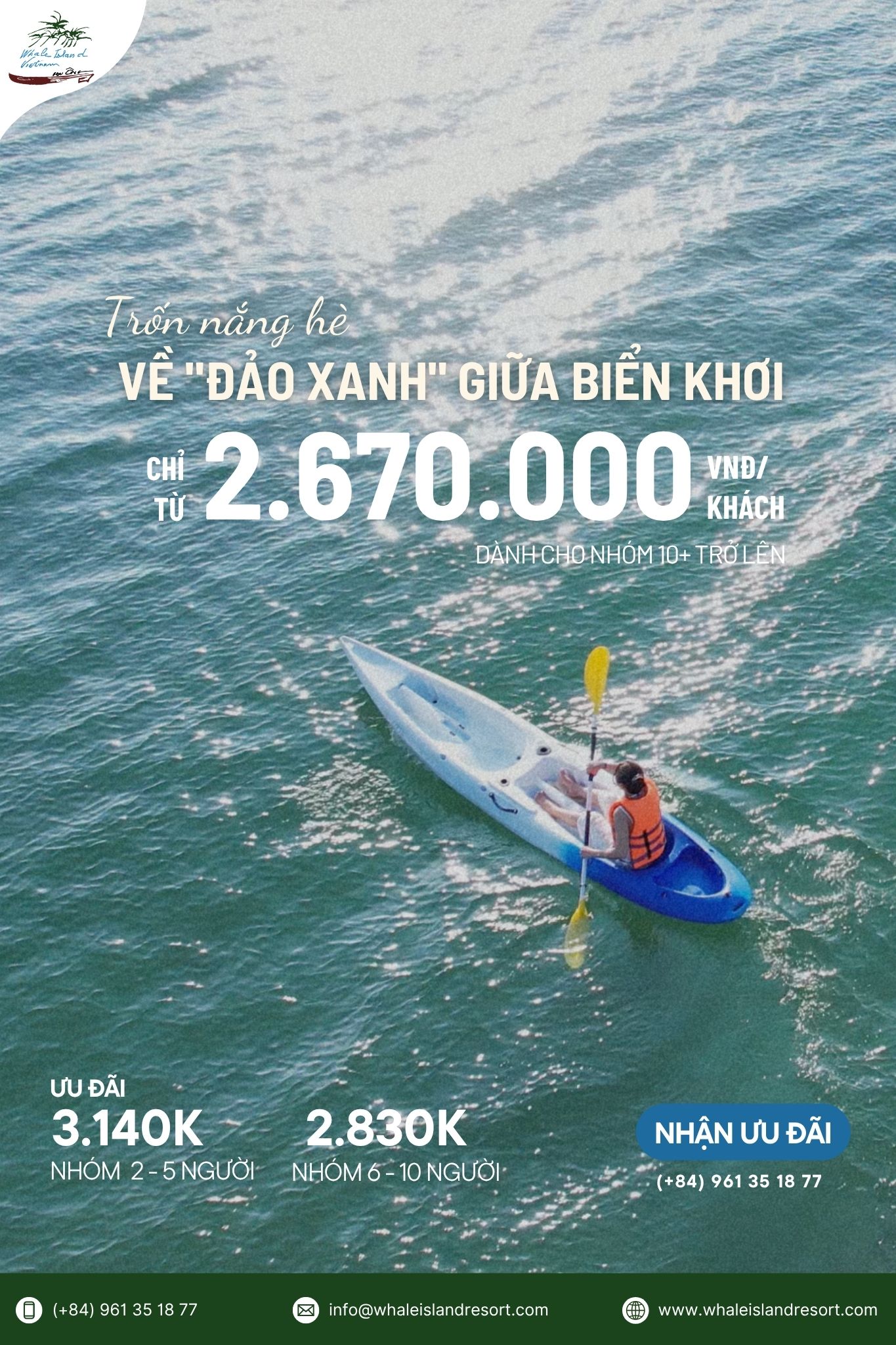 Whale Island Resort Vietnam Facebook ad: Trốn nắng hè - Về đảo xanh giữa…