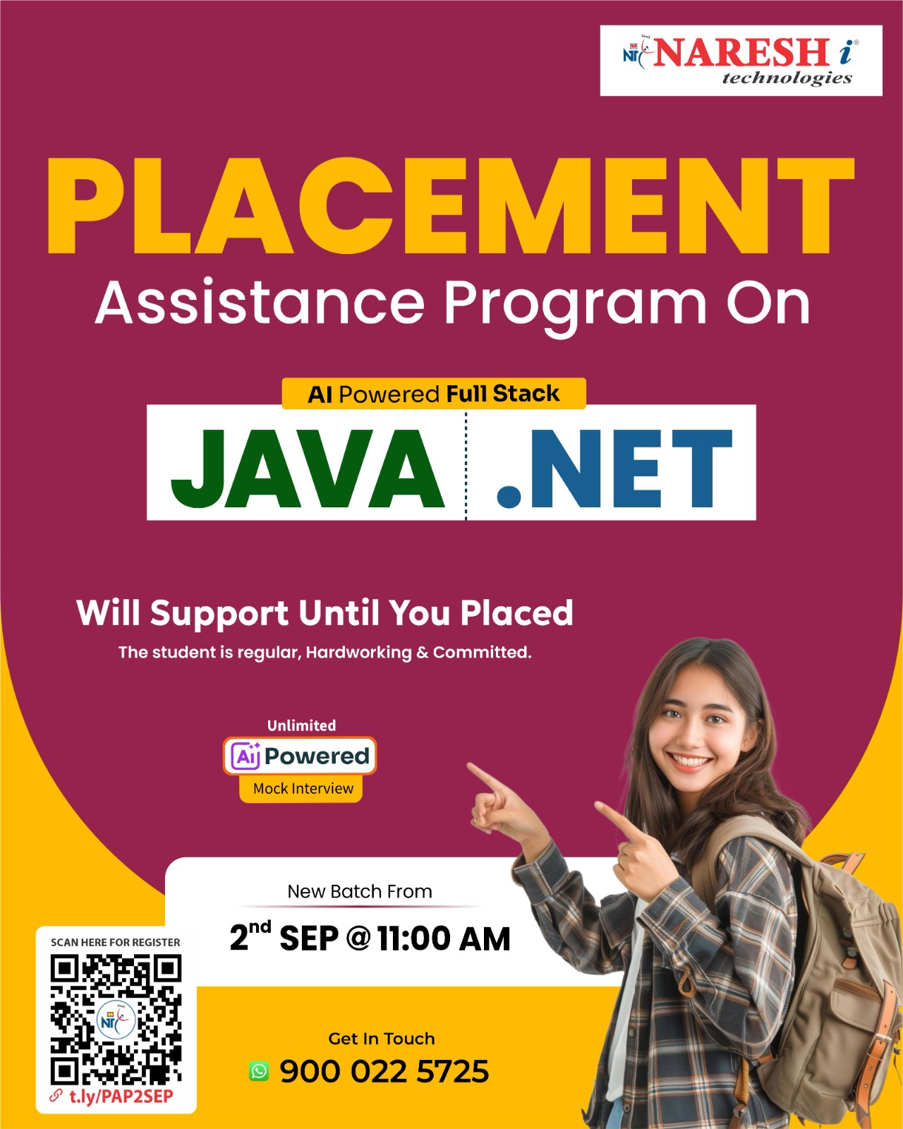 Naresh I Technologies Facebook ad: Start your dream IT career with our Placement Assistance…