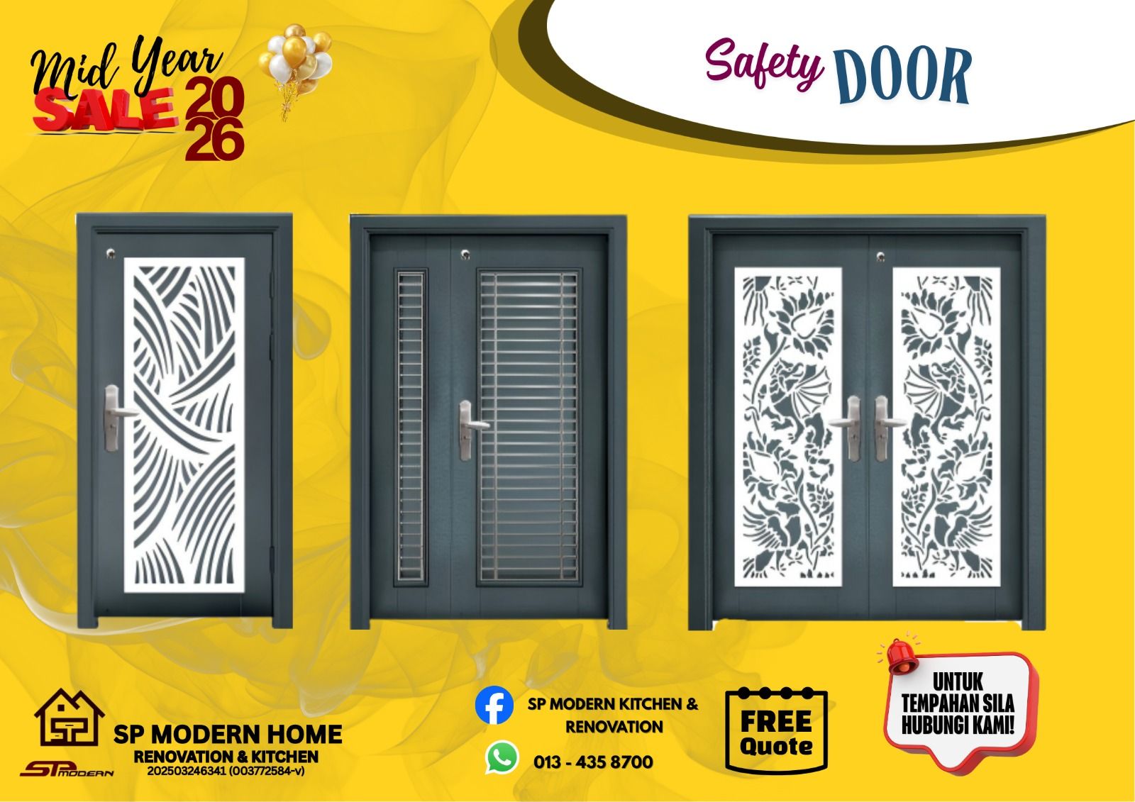 Sp modern home accessory Facebook ad: MID YEAR SALE, SAFETY DOOR PREMIUM
