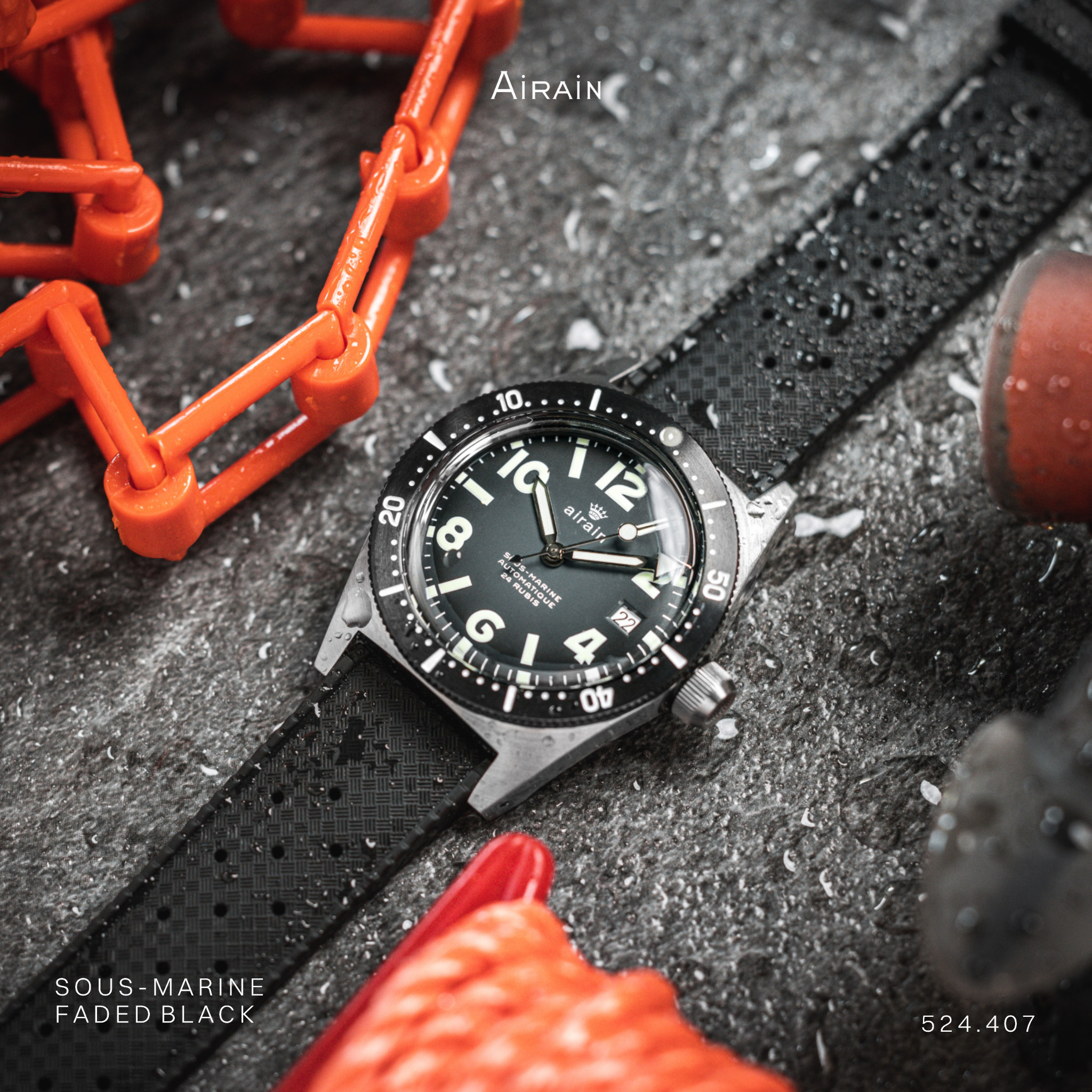 Airain Watches Facebook ad: The Airain Sous-Marine Faded Black Limited Edition is…
