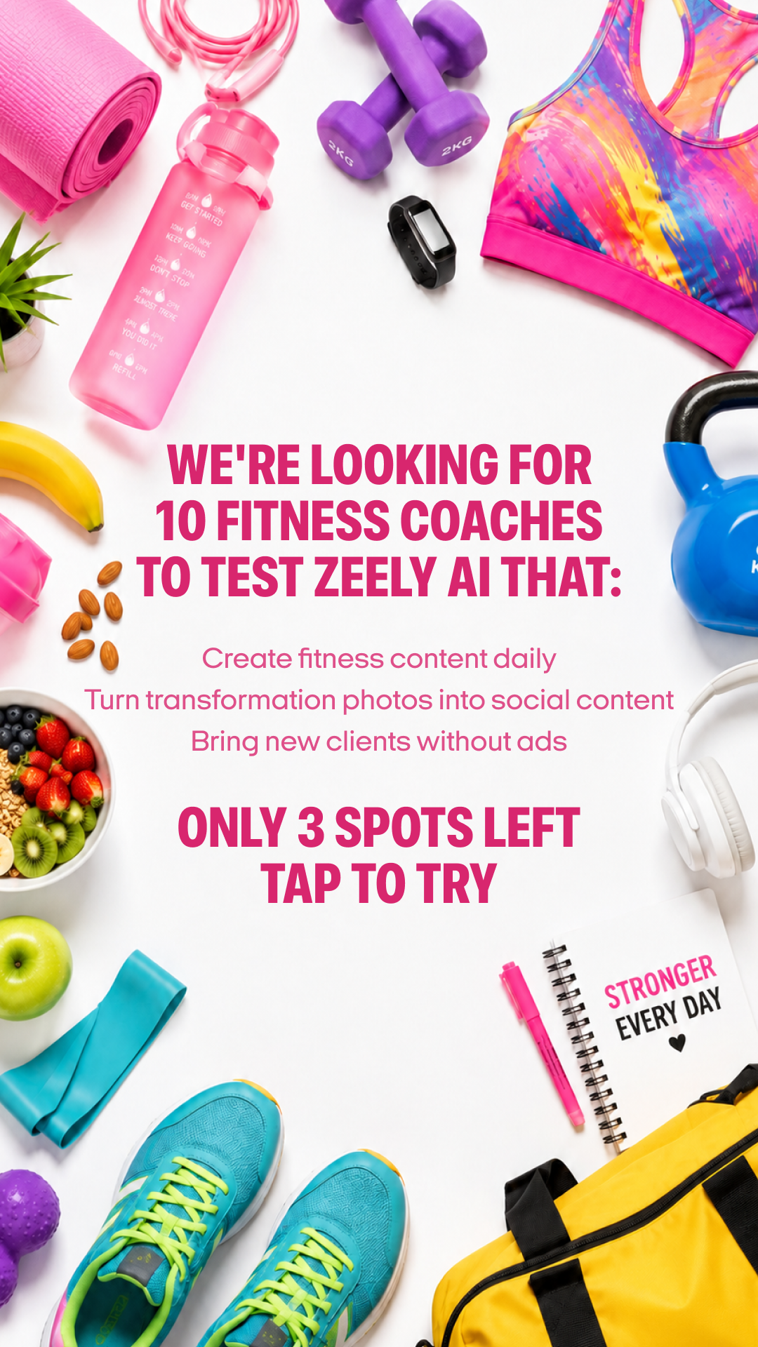 Rachel Hayes Facebook ad: Reach your goal in 3 months with AI!