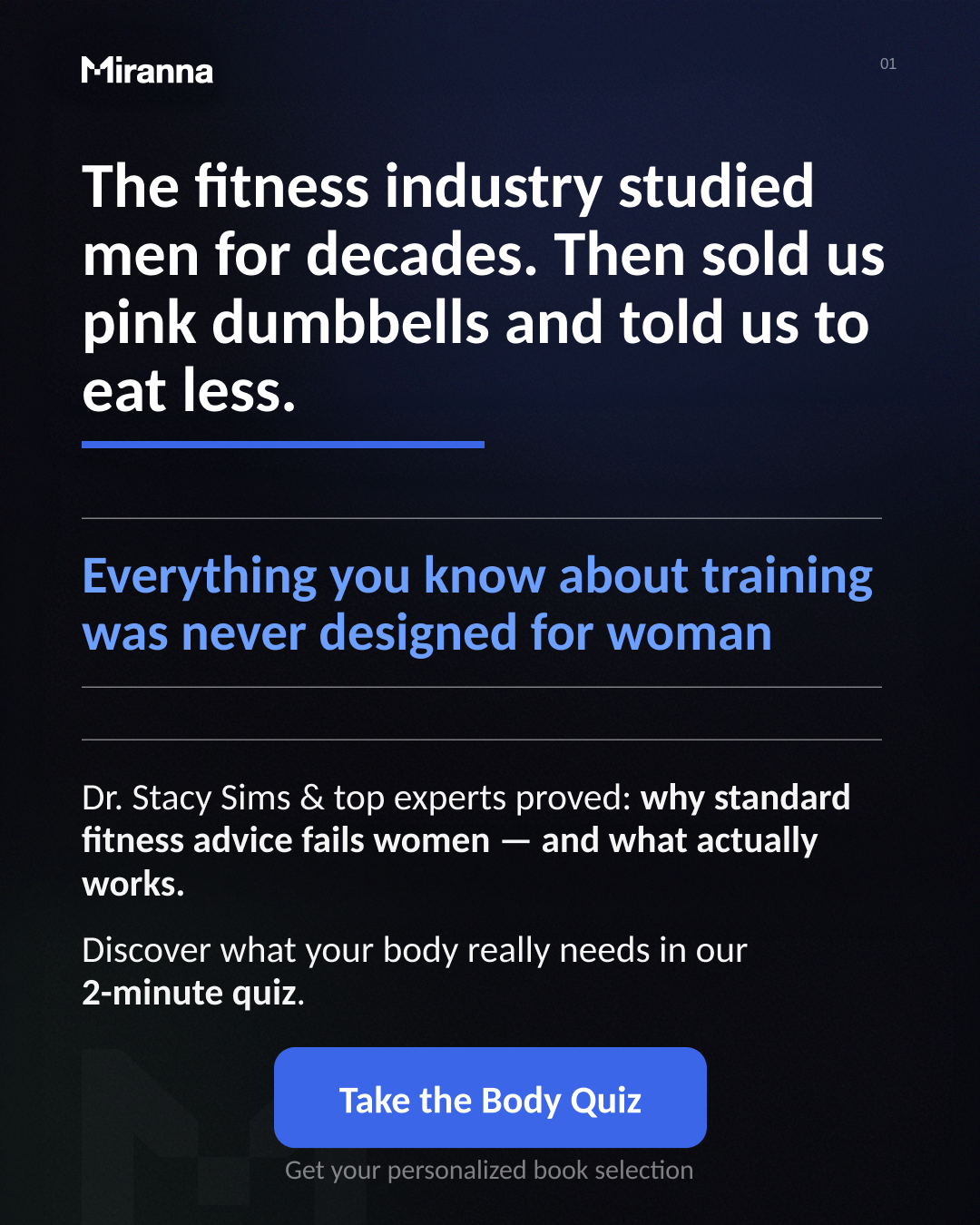 Miranna World Facebook ad: Take the 2-min Body Quiz