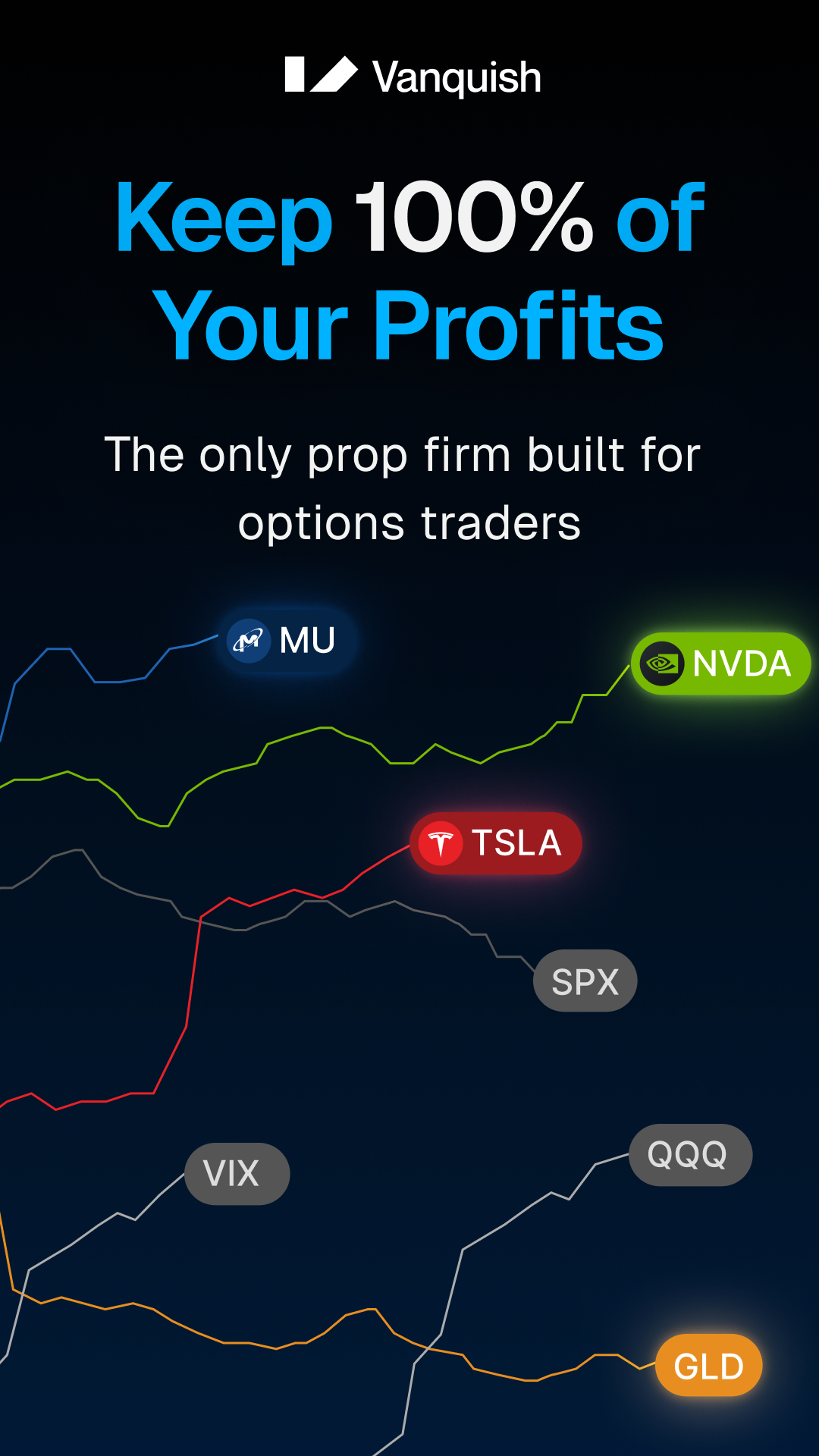 Vanquish Trader Facebook ad: Keep 100% of Your Profits