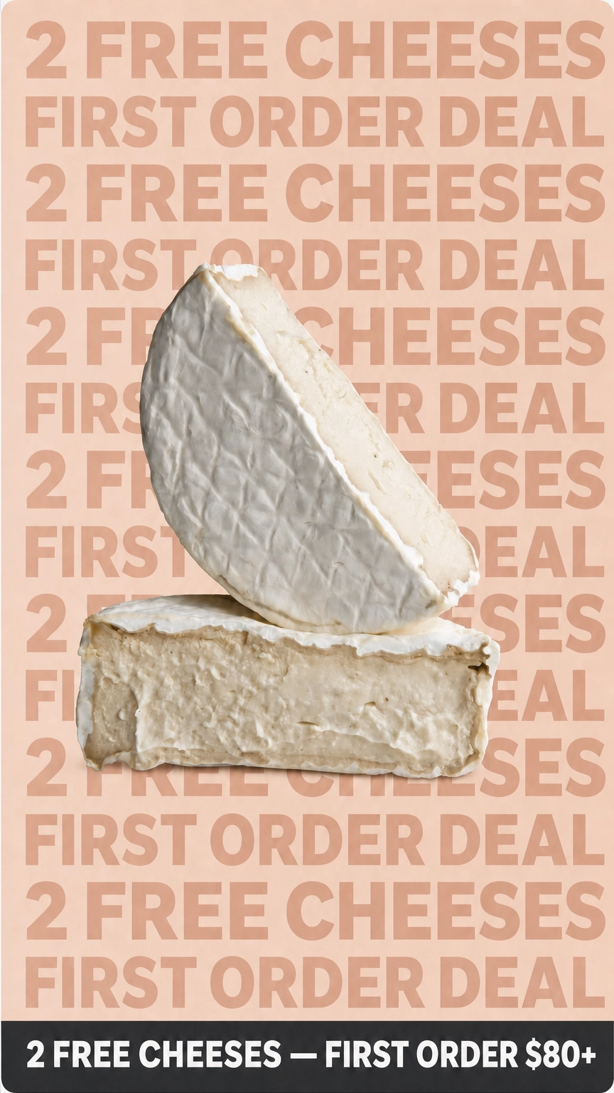 Rebel Cheese Facebook ad: 2 Free Cheeses With Your First Order Cave-Aged Brie, Zero…