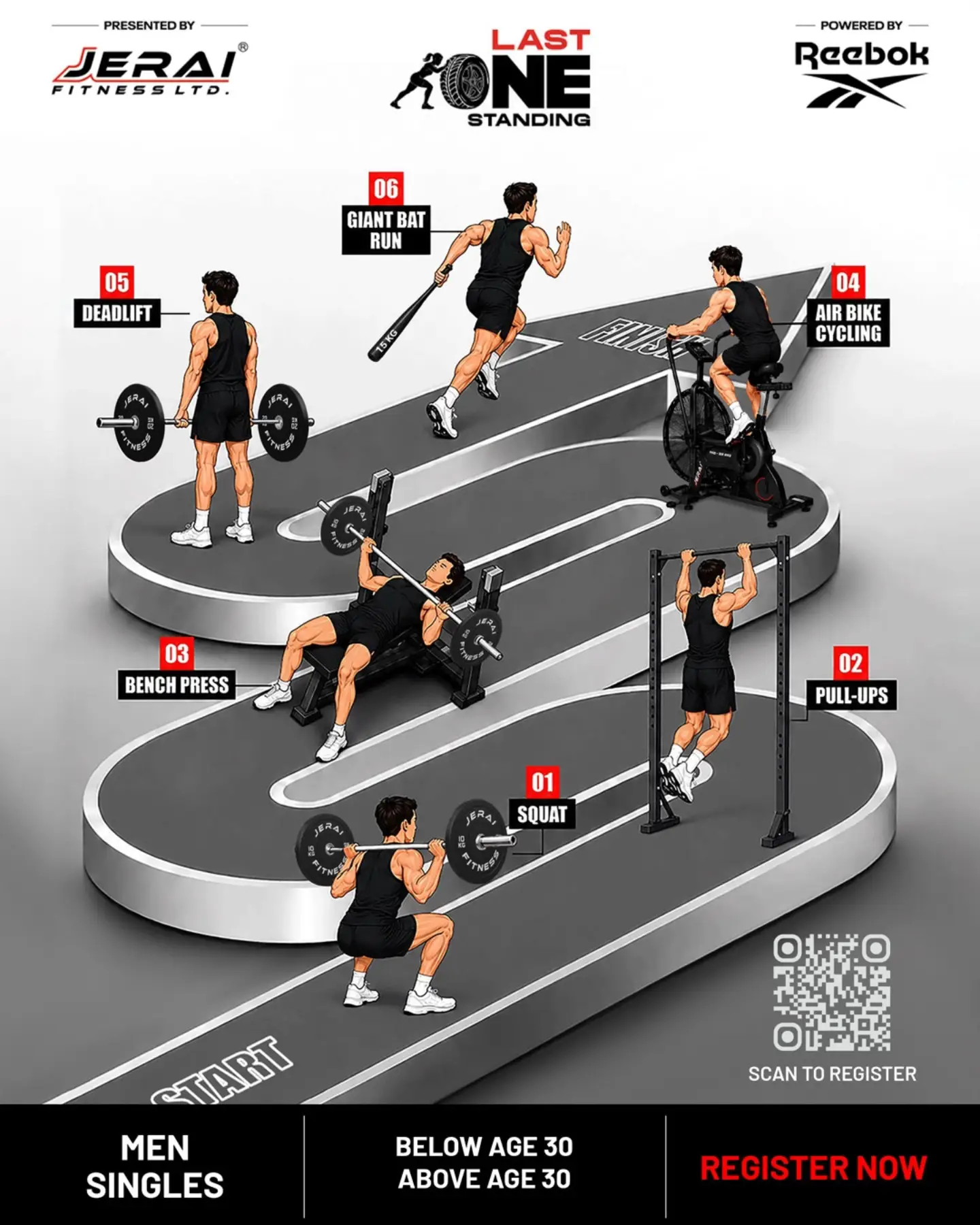 Jerai Last One Standing Facebook ad: Strength. Speed. Endurance.