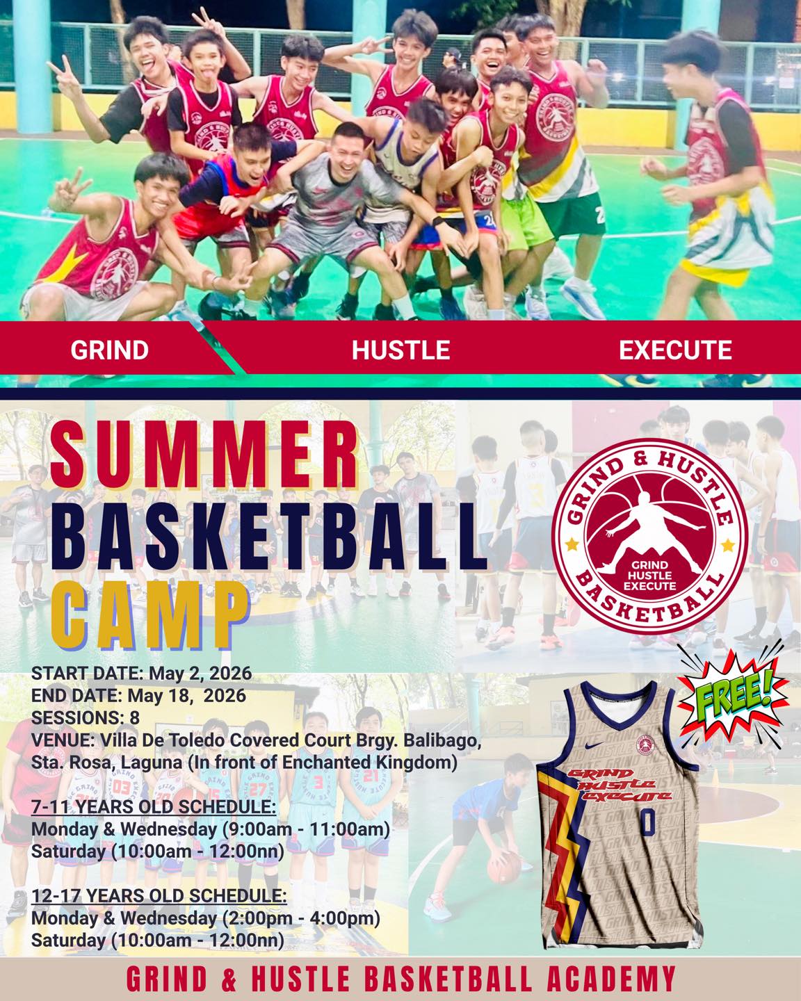 Grind & Hustle Basketball Academy Facebook ad: SECOND BATCH IS NOW OPEN!