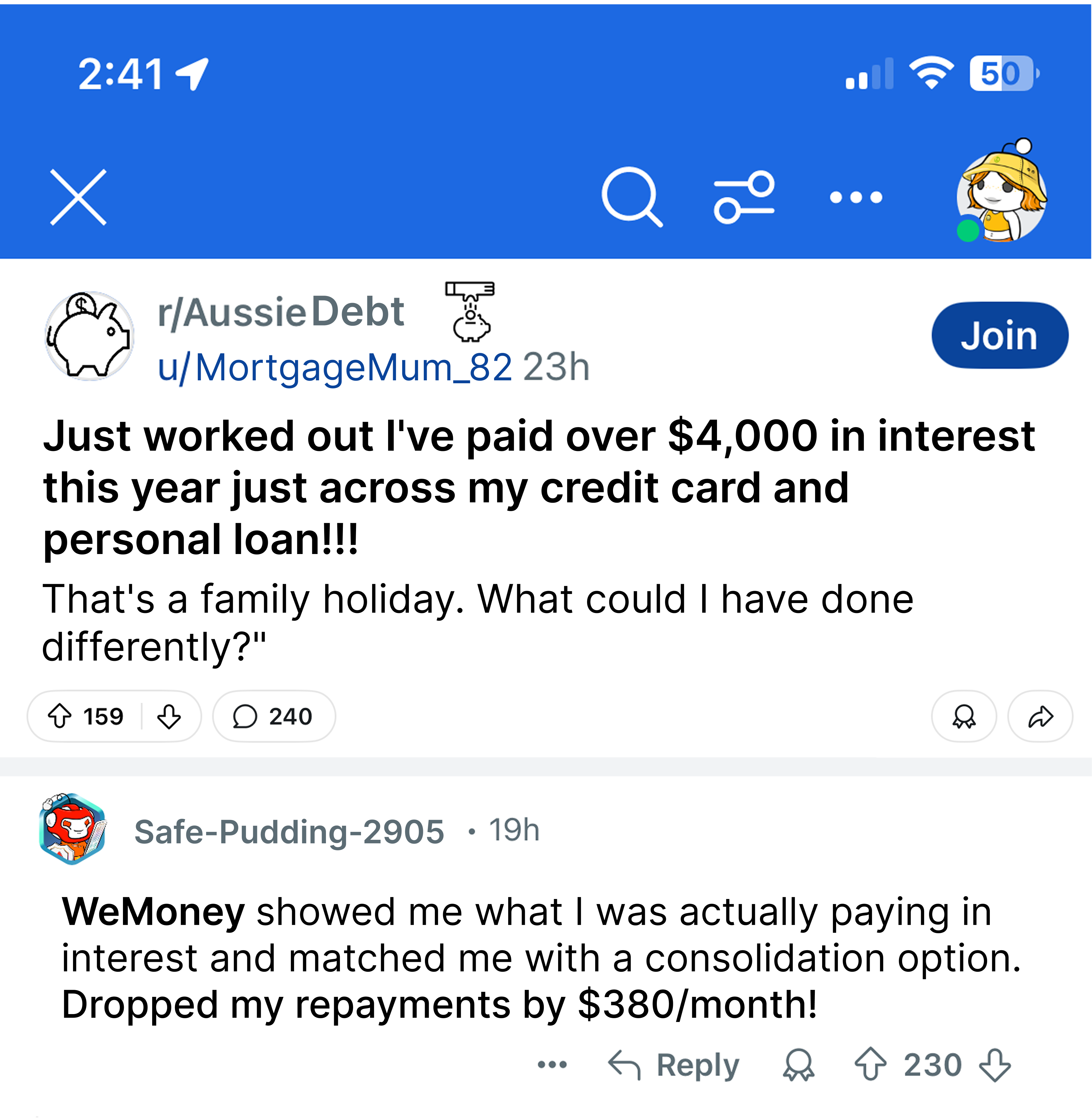 WeMoney Facebook ad