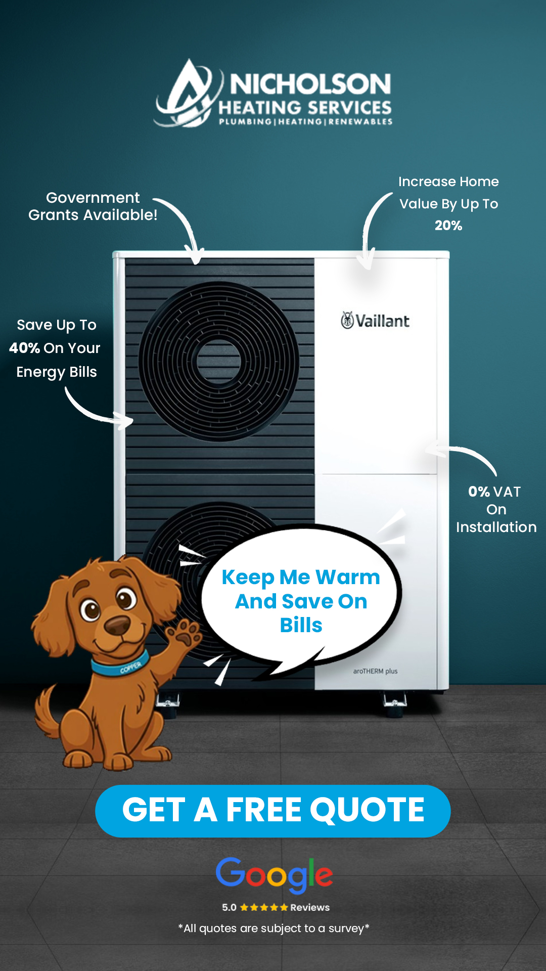 Nicholson Heating Services Facebook ad from May 7, 2026