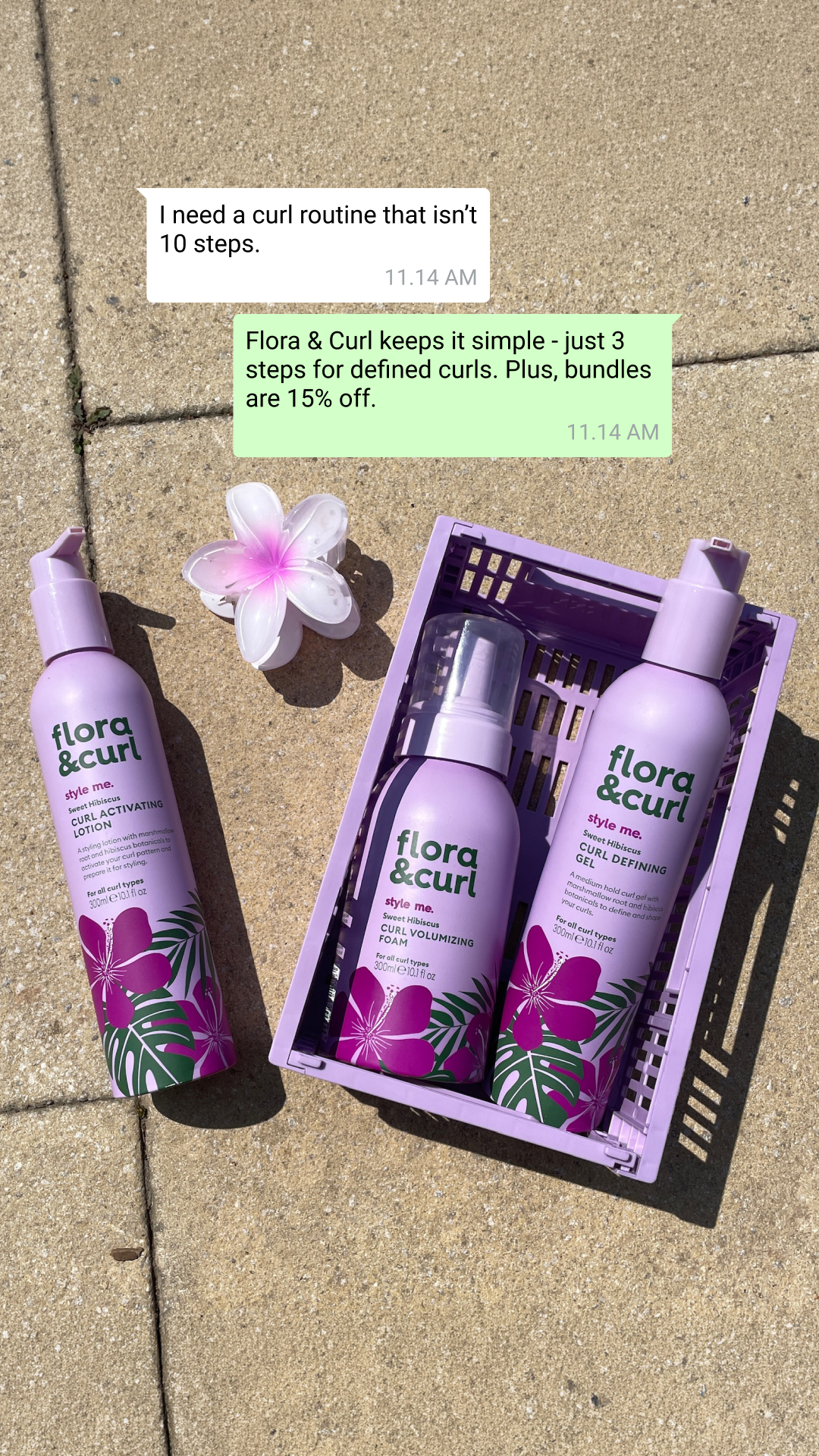 Flora & Curl Haircare Facebook ad