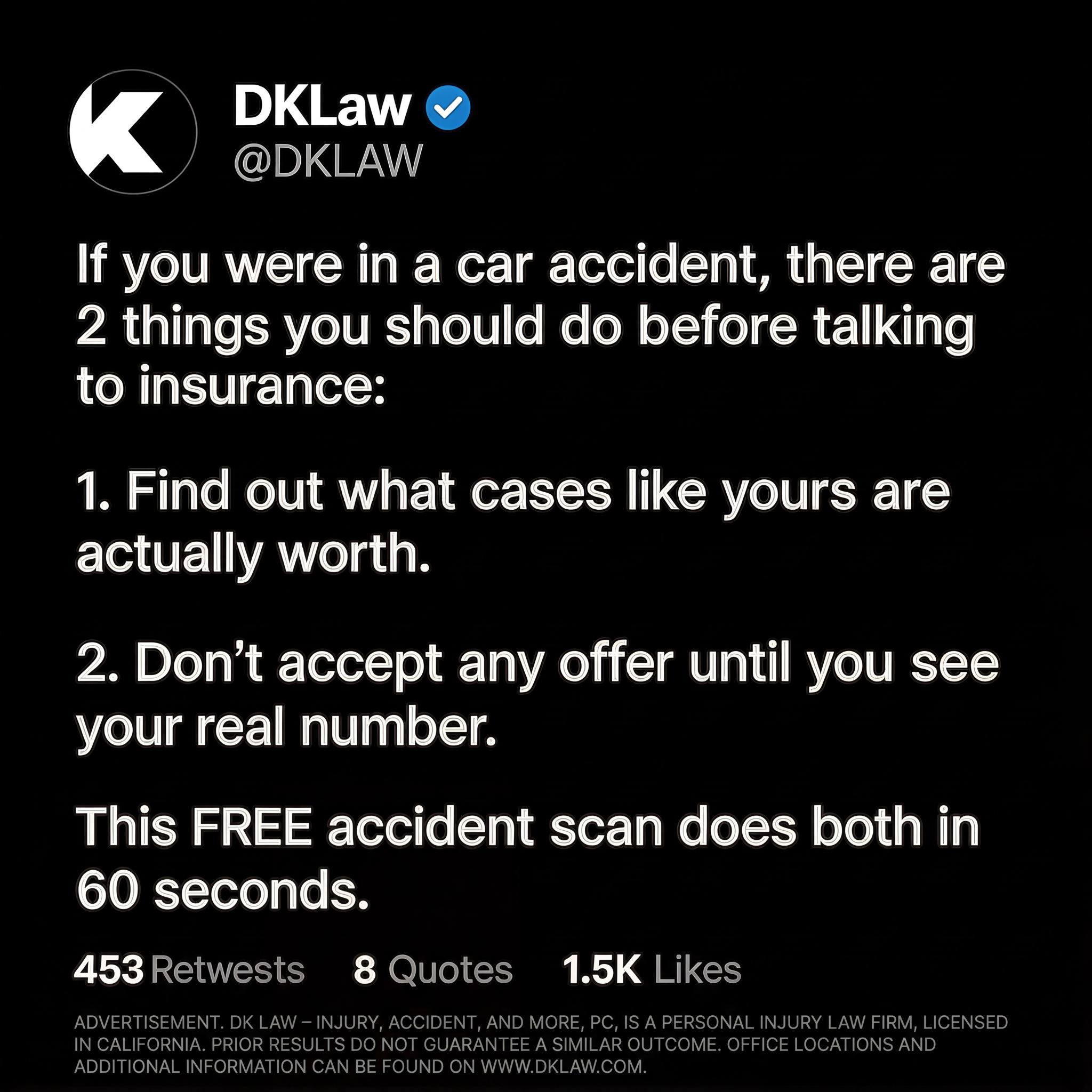 Accident Assist Facebook ad: Your wreck may be worth thousands $$$