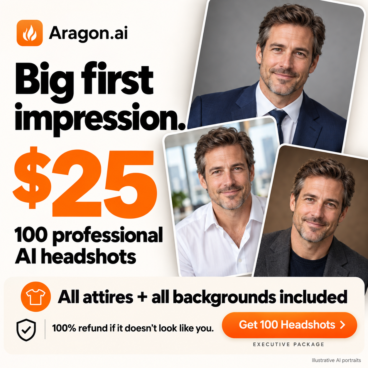 Aragon.ai Facebook ad: Realistic AI headshots in minutes
