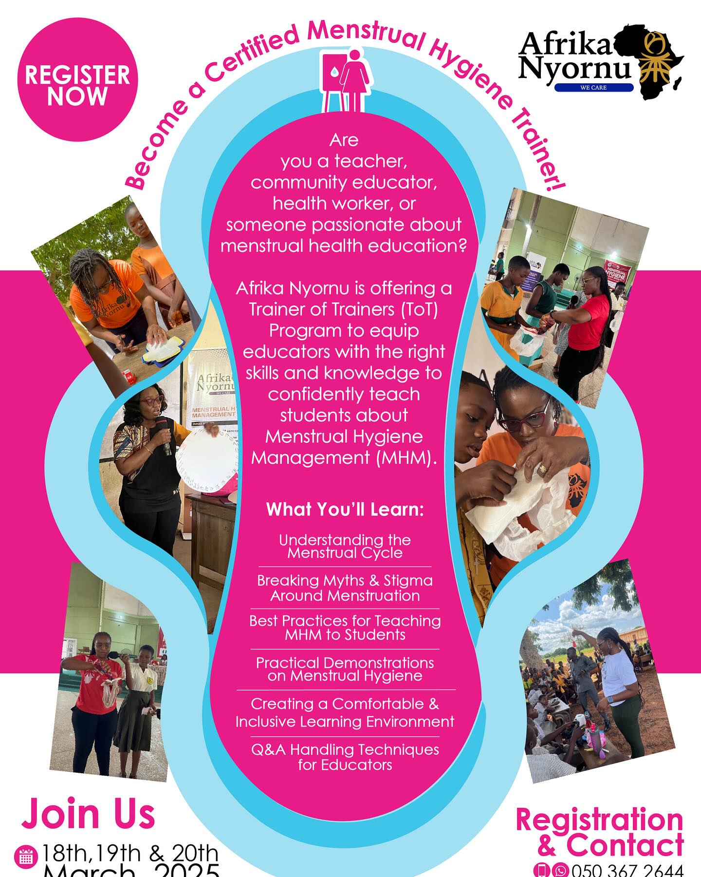Afrika Nyornu Facebook ad: We care deeply about adolescent health.Join our training…