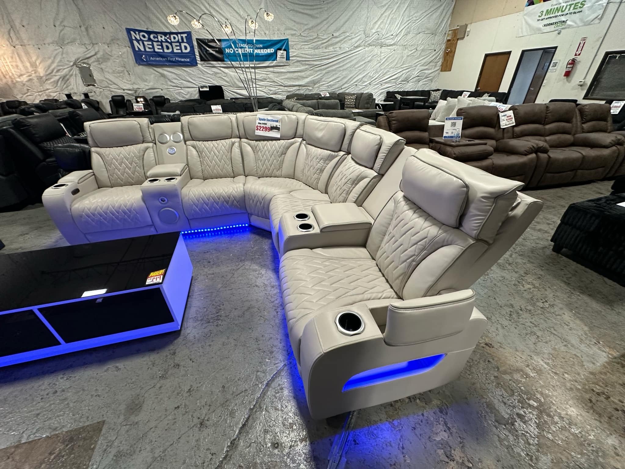 Illia Akimov Facebook ad: Brand new reclining sectional with led and speakers and…