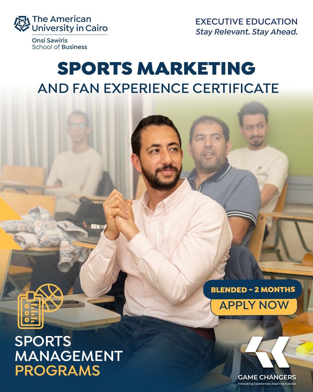 Executive Education - AUC Onsi Sawiris School of Business Facebook ad: The Sports Marketing and Fan Experience Certificate focuses…