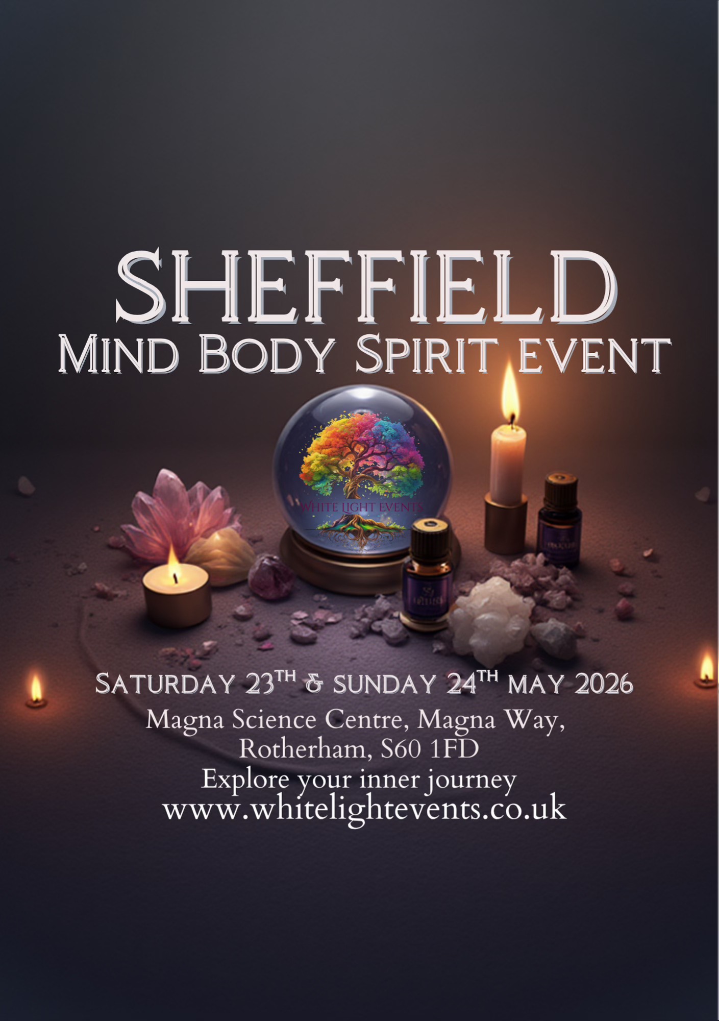 White Light Events Mind Body and Spirit Events Facebook ad: Sheffield Mind Body Spirit Event