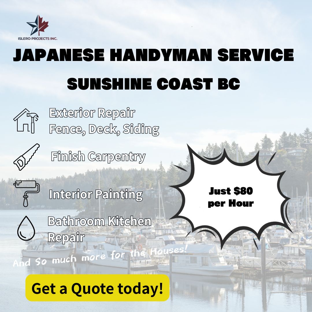 Islero Projects inc. Facebook ad: Handyman. Service in Sunhine Coast BC