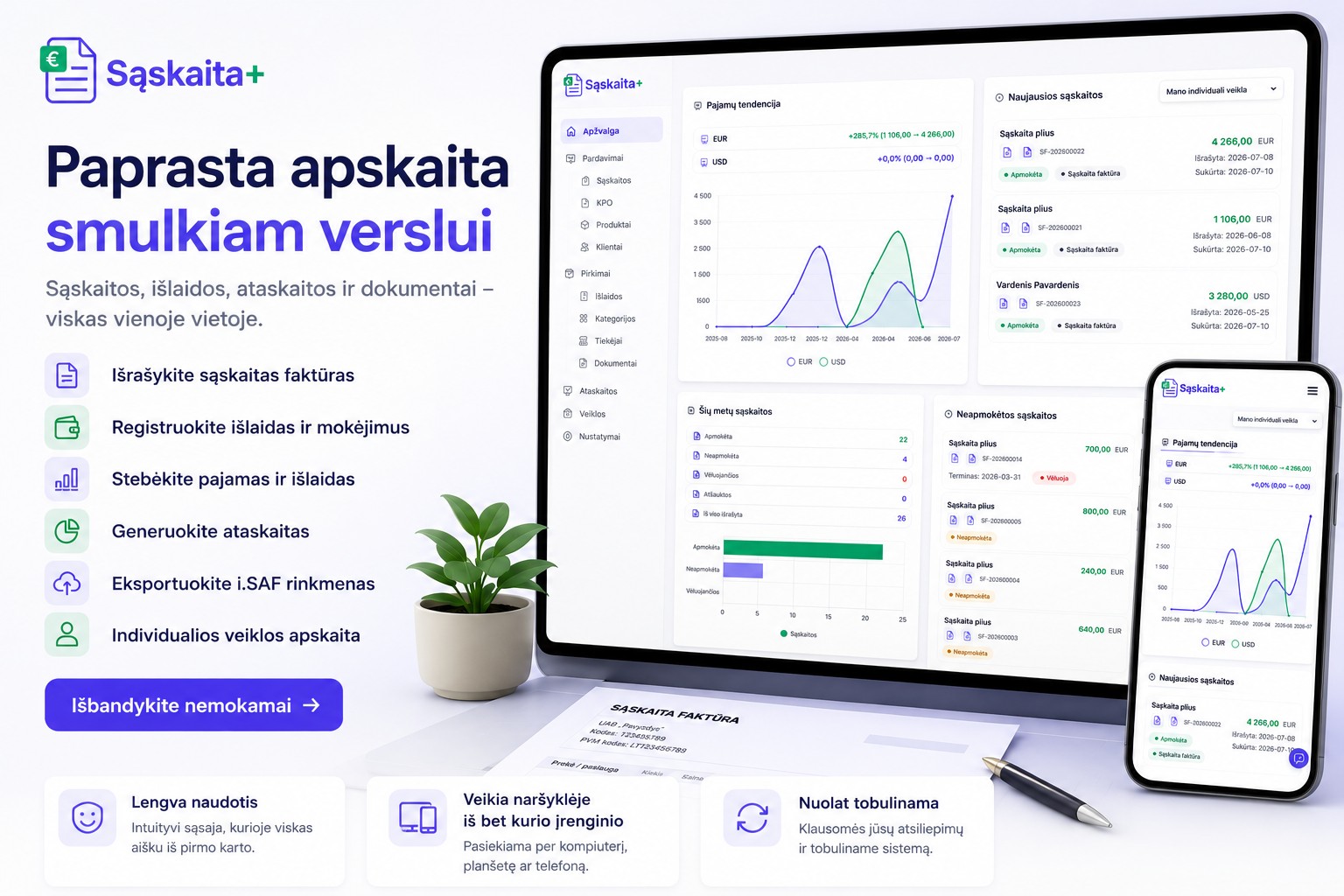 Sąskaita plius Facebook ad: Sąskaitų išrašymas internetu - nemokamai | Sąskaita plius
