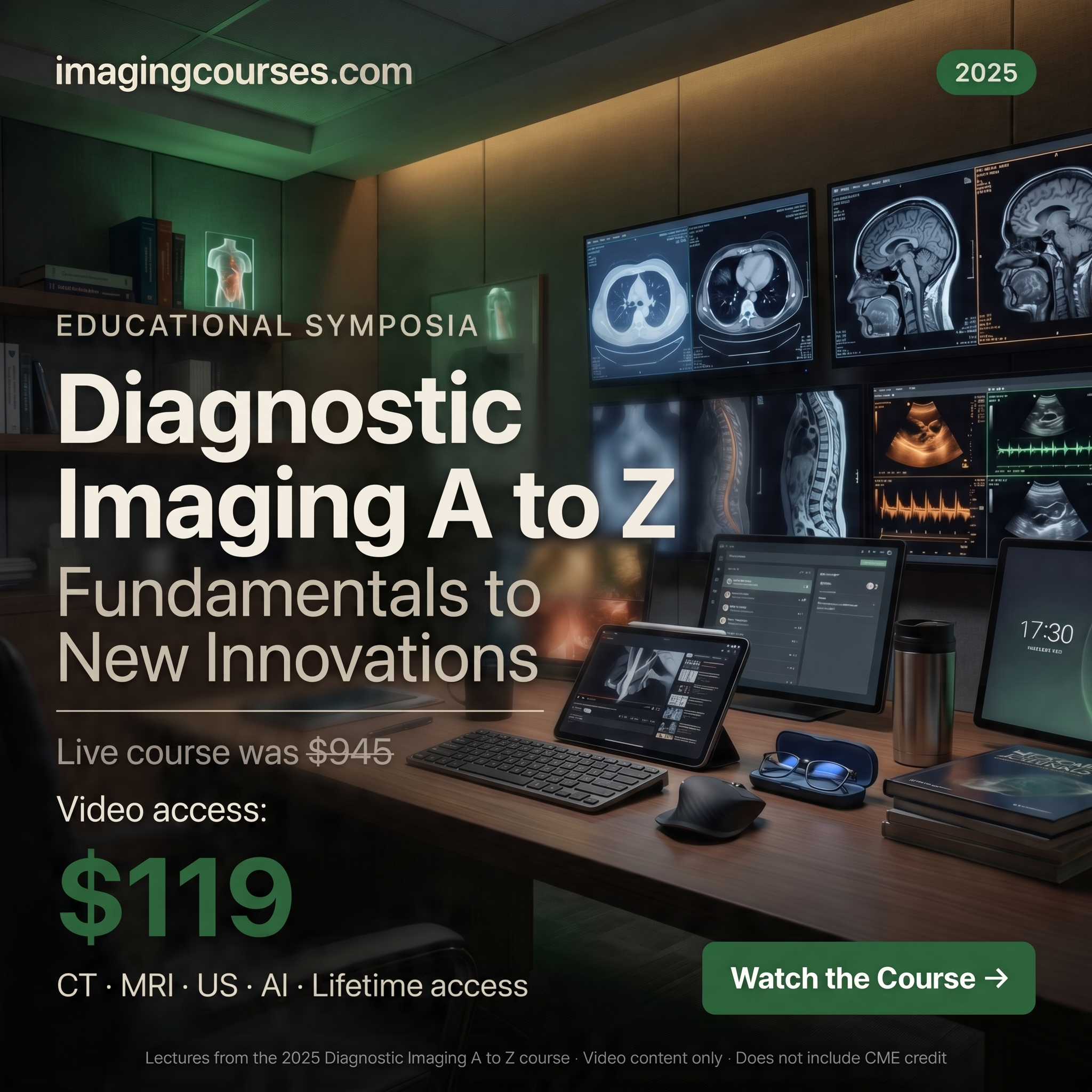 Imaging Courses Facebook ad: $600-$1,300 imaging courses, recorded and on-demand.