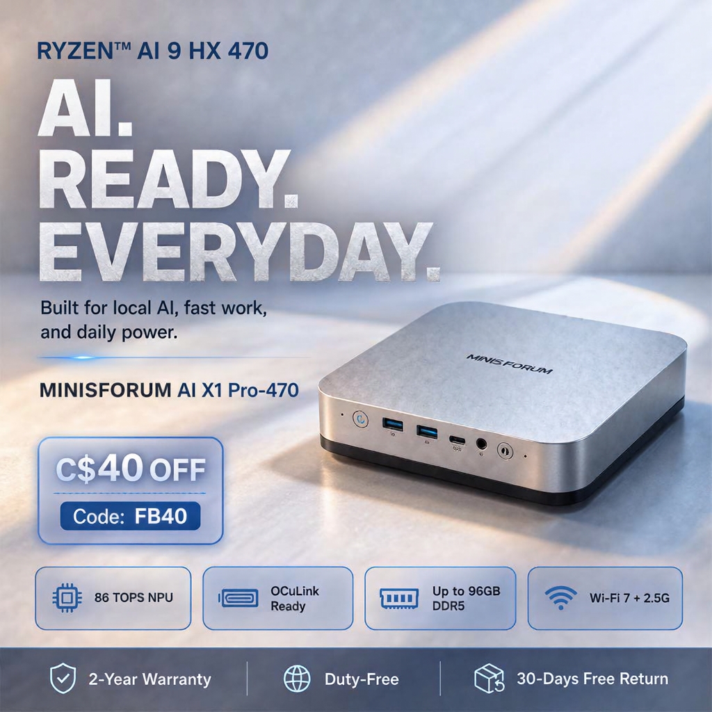 MINISFORUM Facebook ad: AI-Ready. Everyday