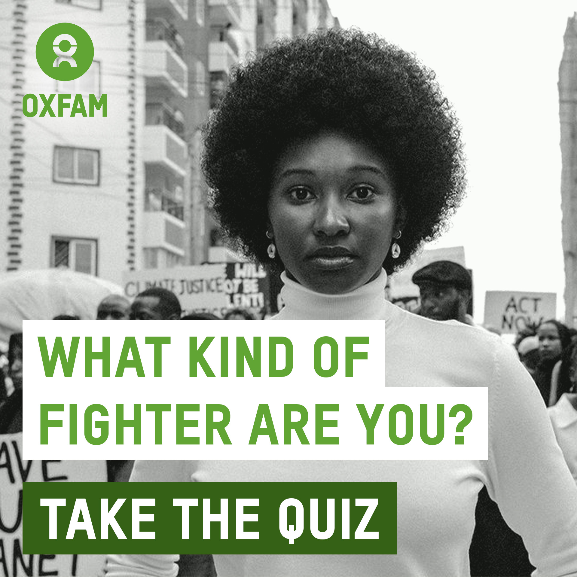 Oxfam Great Britain Facebook ad: Everyone Fights for Something!
