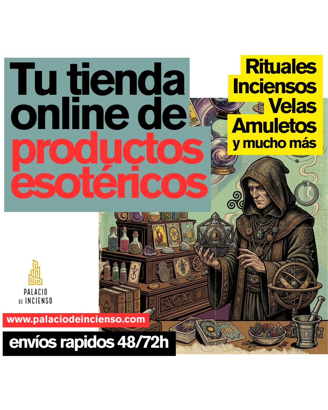 Palacio de Incienso Facebook ad: Tienda esotérica online con fabricación propia. Velas…