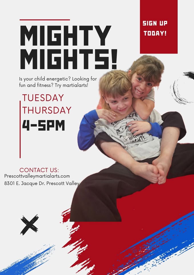 Shinpu-Ren Family Karate Facebook ad: **MIGHTY MIGHTS Martial Arts Class!**