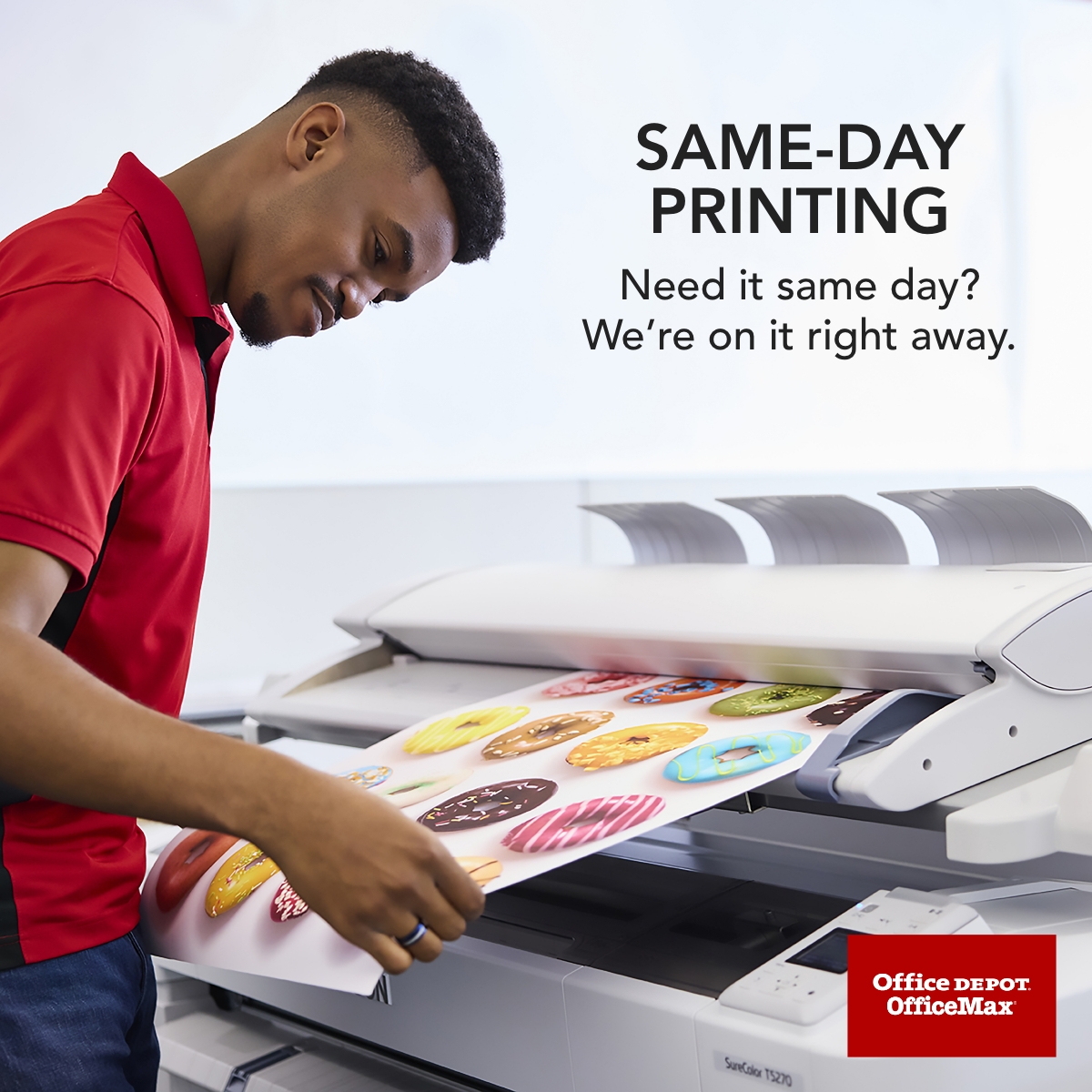 Office Depot Facebook ad: Same-Day Printing