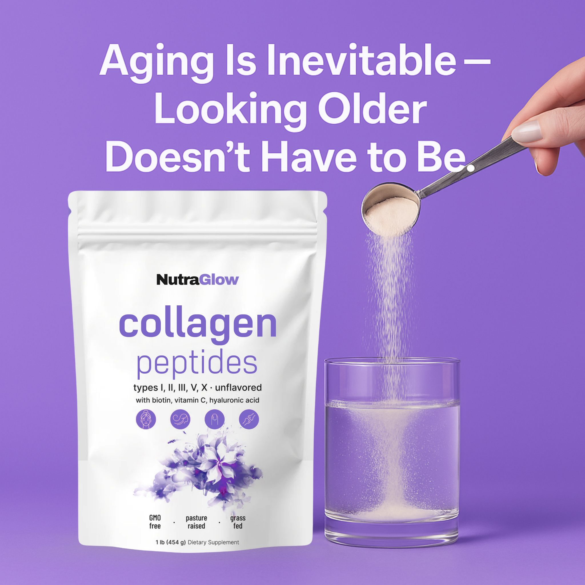 NutraGlow Facebook ad: Fine Lines? Fixed