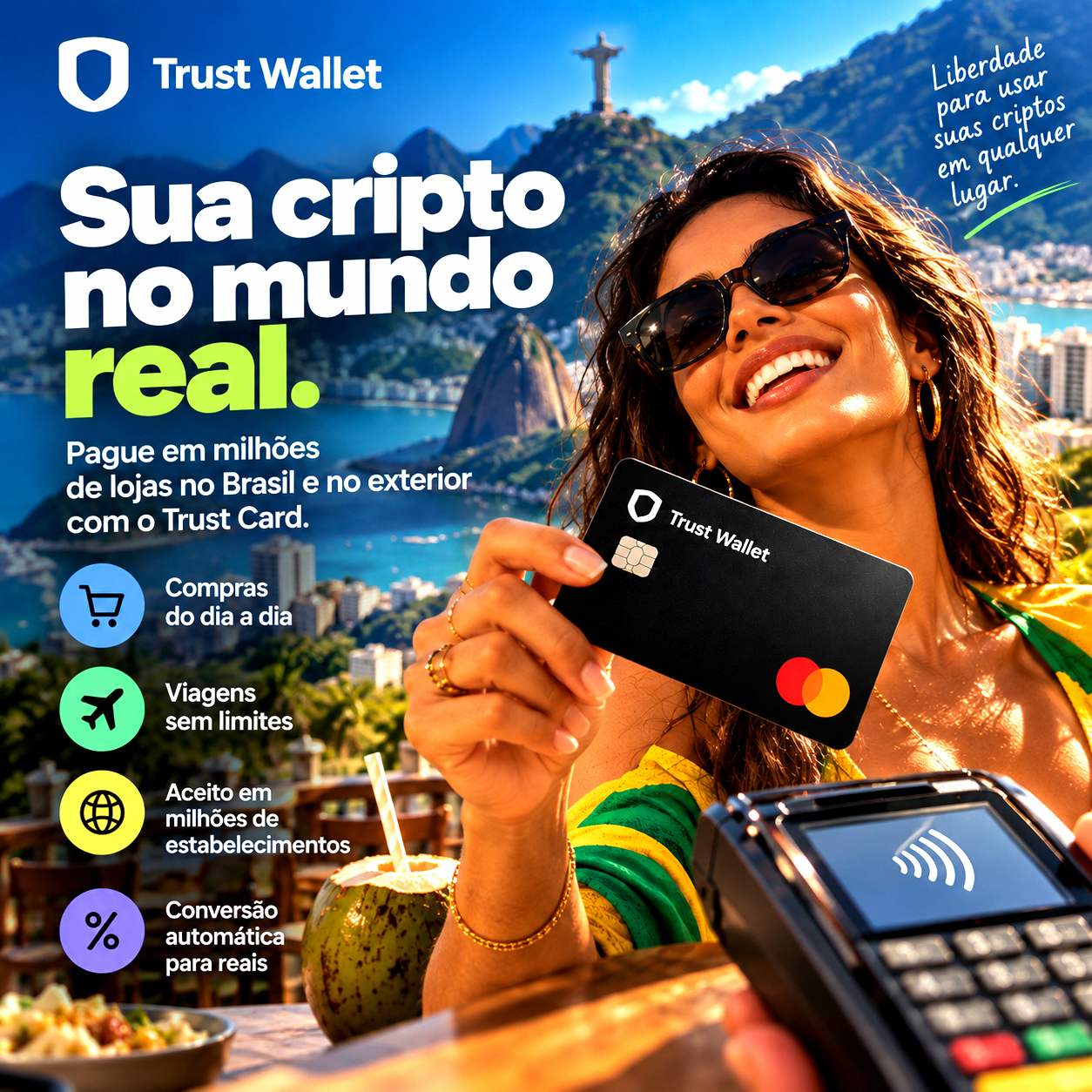 Penguii's Are Flightless Facebook ad: Sua cripto. Seu cartão. Sua liberdade.