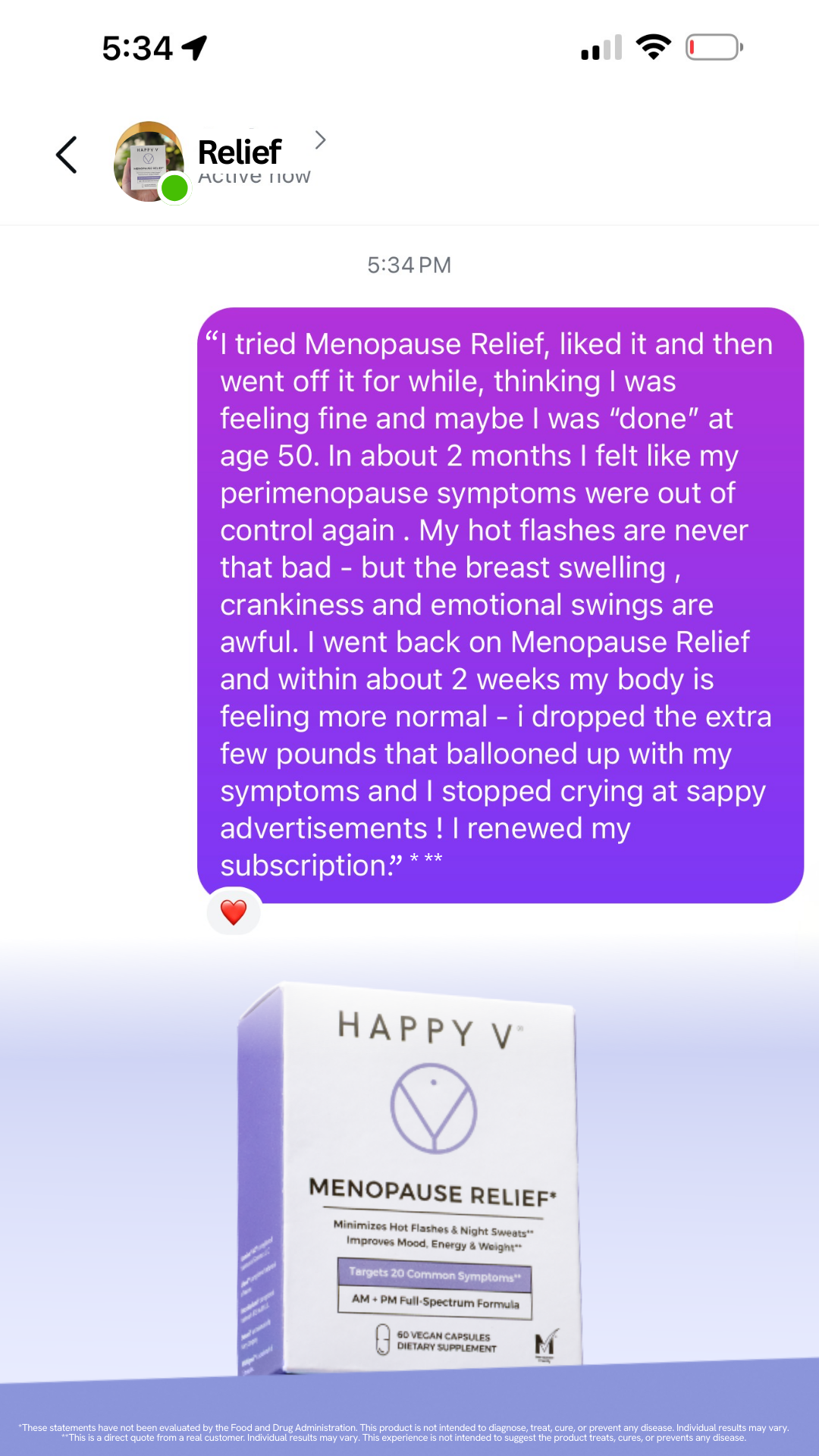 Happy V Facebook ad