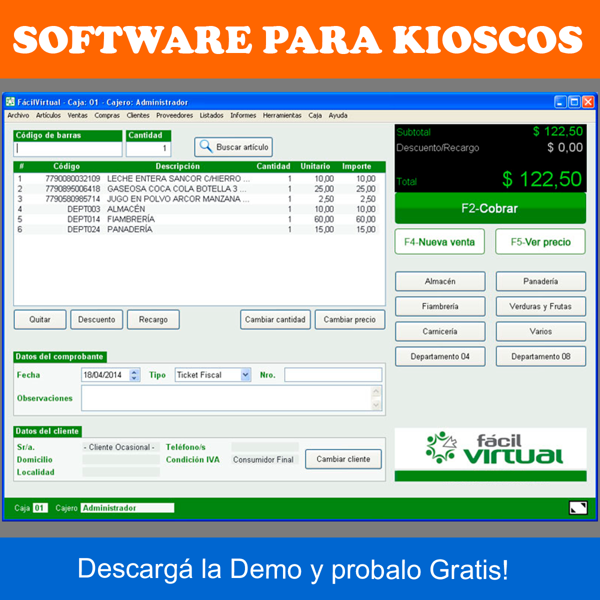 Fácil Virtual Facebook ad: Software para Kioscos