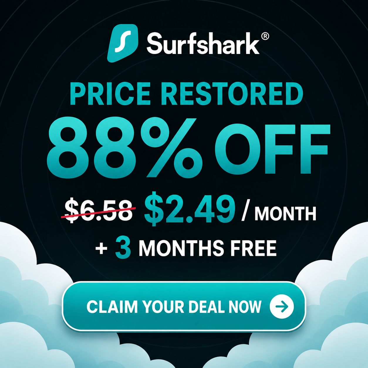 VPN Offers Facebook ad: 88% OFF + 3 Months Free