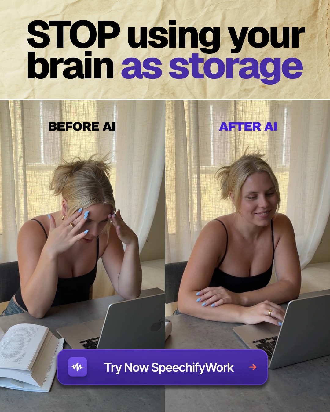 Speechify Work Facebook ad