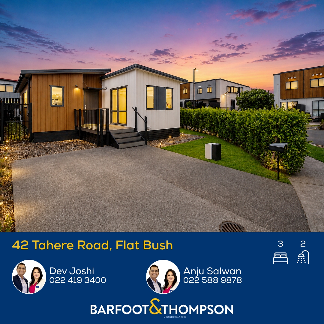 Team DNA- Dev & Anju at Barfoot & Thompson, Licensed Agents Under REAA 2008 Facebook ad: 42 Tahere Road, Flat Bush