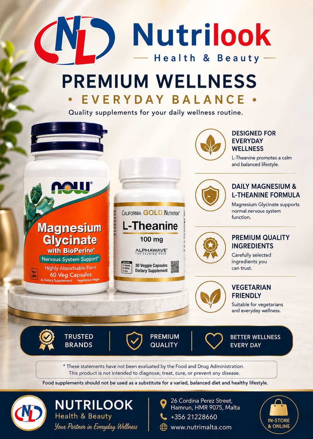 Nutrilook Health Shop Malta Facebook ad: Wind down your evening routine with a premium…
