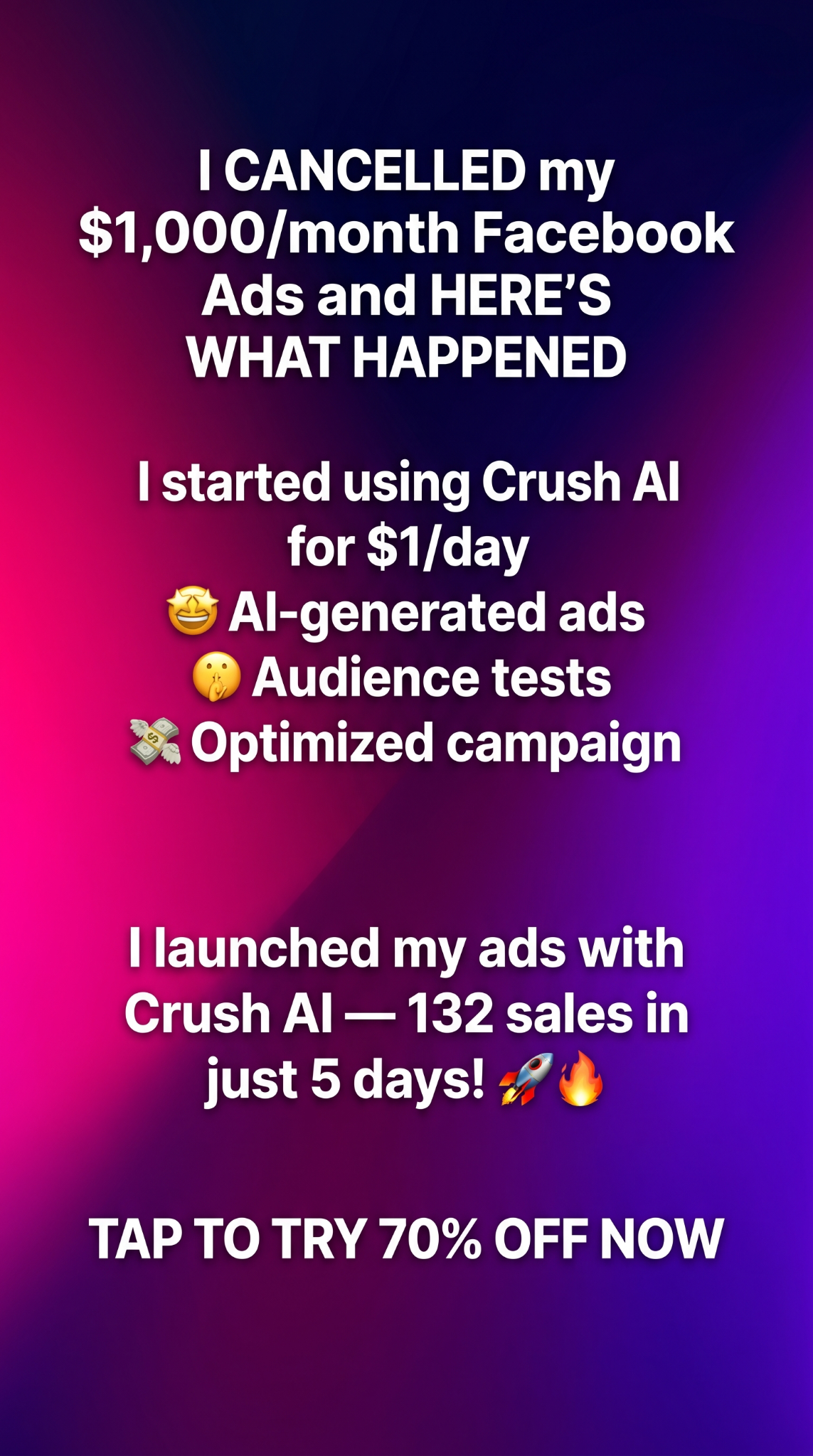 trycrush.ai Facebook ad