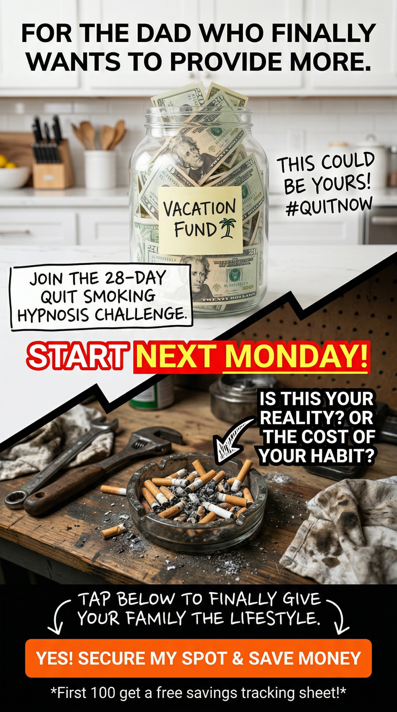 Hypnosis to Stop Smoking Facebook ad